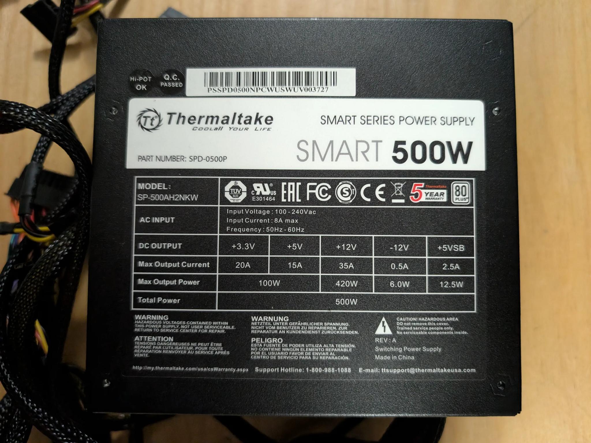 Thermaltake Smart 500w 80 plus