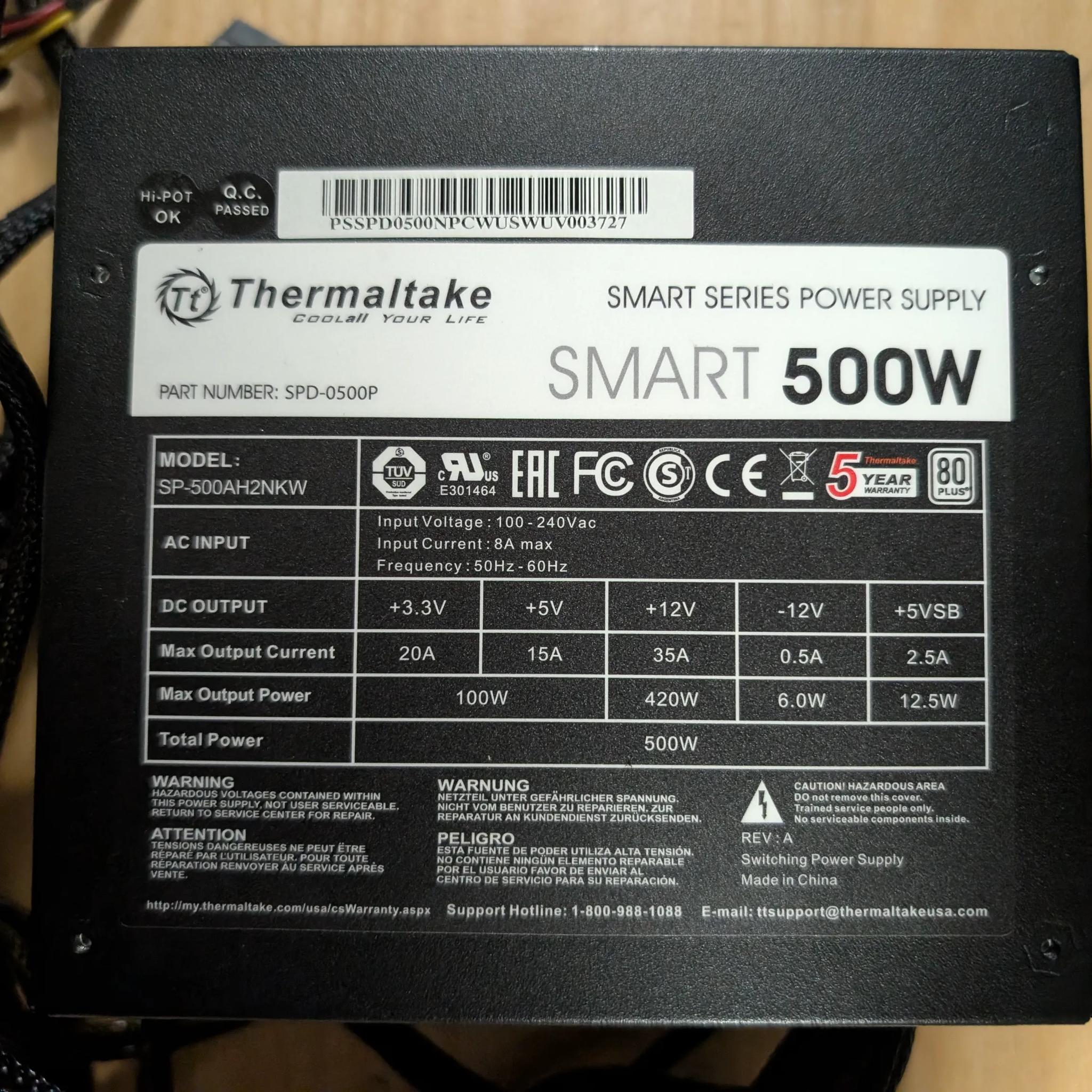 Thermaltake Smart 500w 80 plus