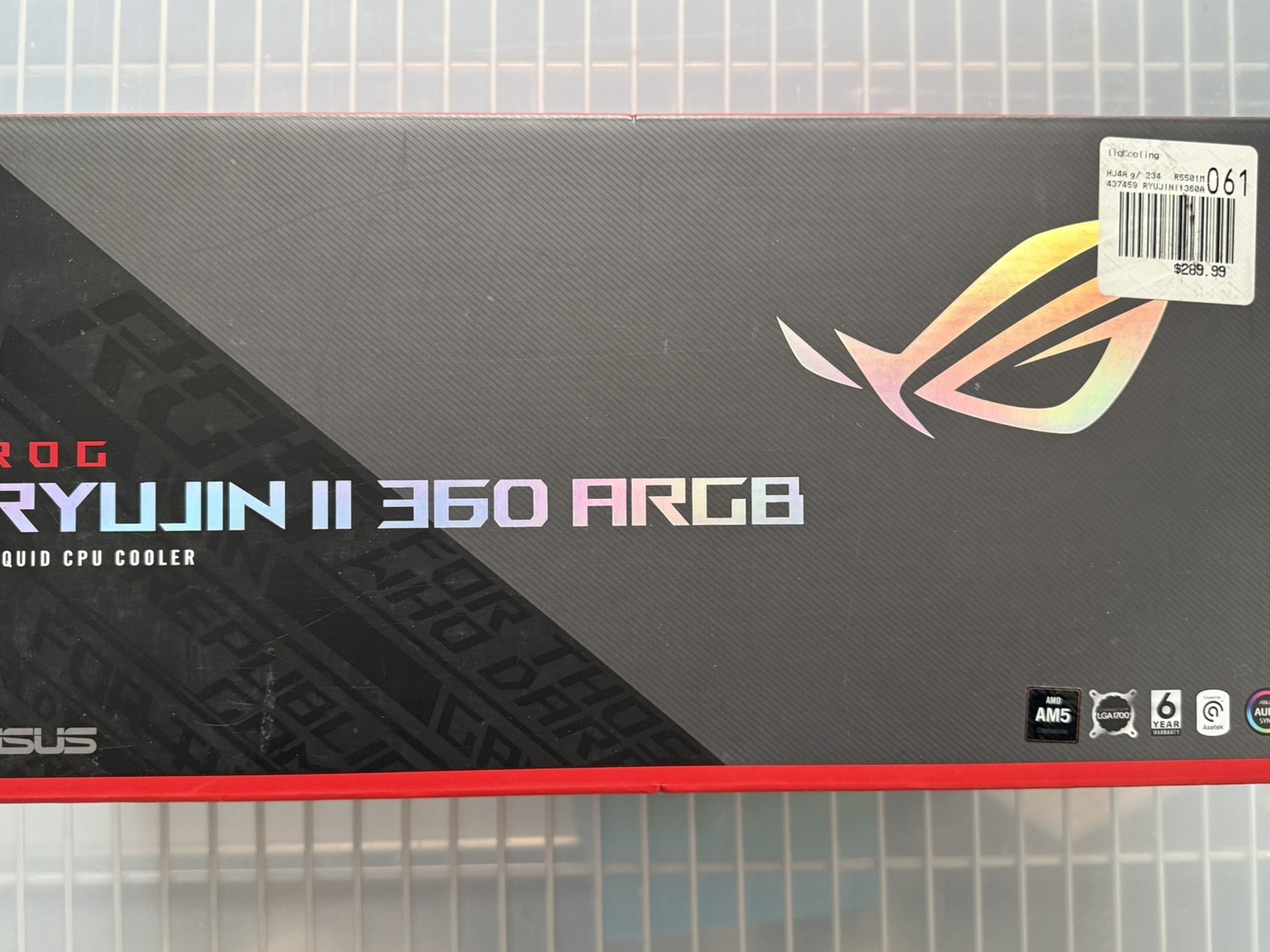New. 360 Liquid CPU Cooler AIO. Asus ROG Ryujin II 360 ARGB.