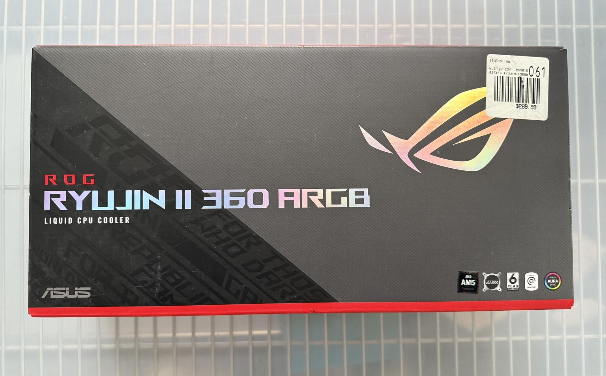 New. 360 Liquid CPU Cooler AIO. Asus ROG Ryujin II 360 ARGB.