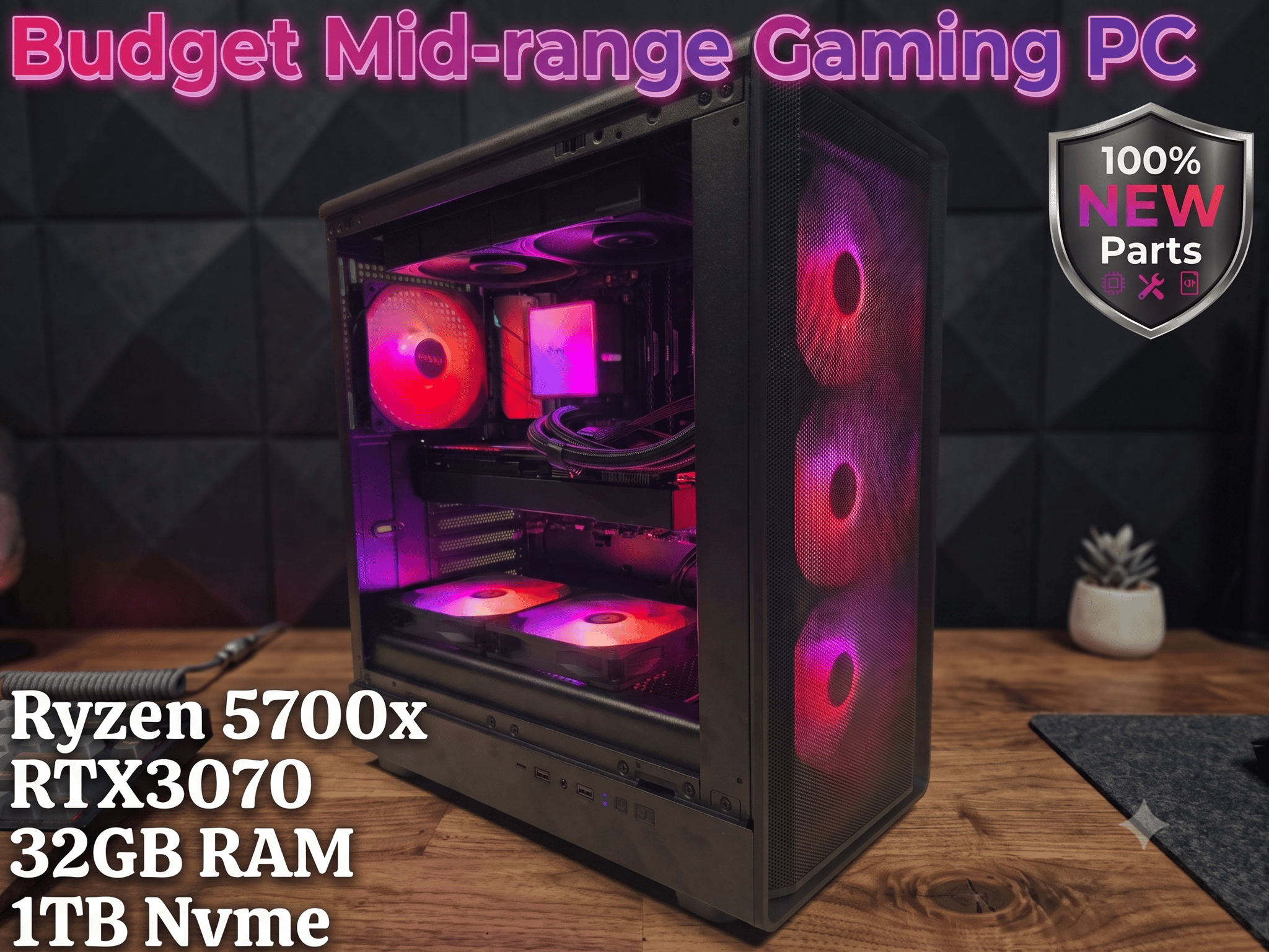 🚀 Mid-Range Gaming PC | Ryzen 7 5700X + RTX 3070 | 100% New Parts