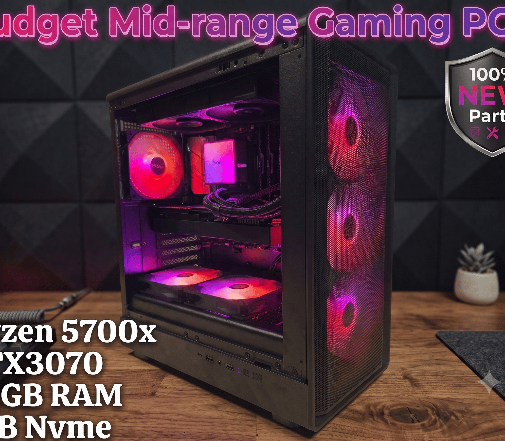 🚀 Mid-Range Gaming PC | Ryzen 7 5700X + RTX 3070 | 100% New Parts