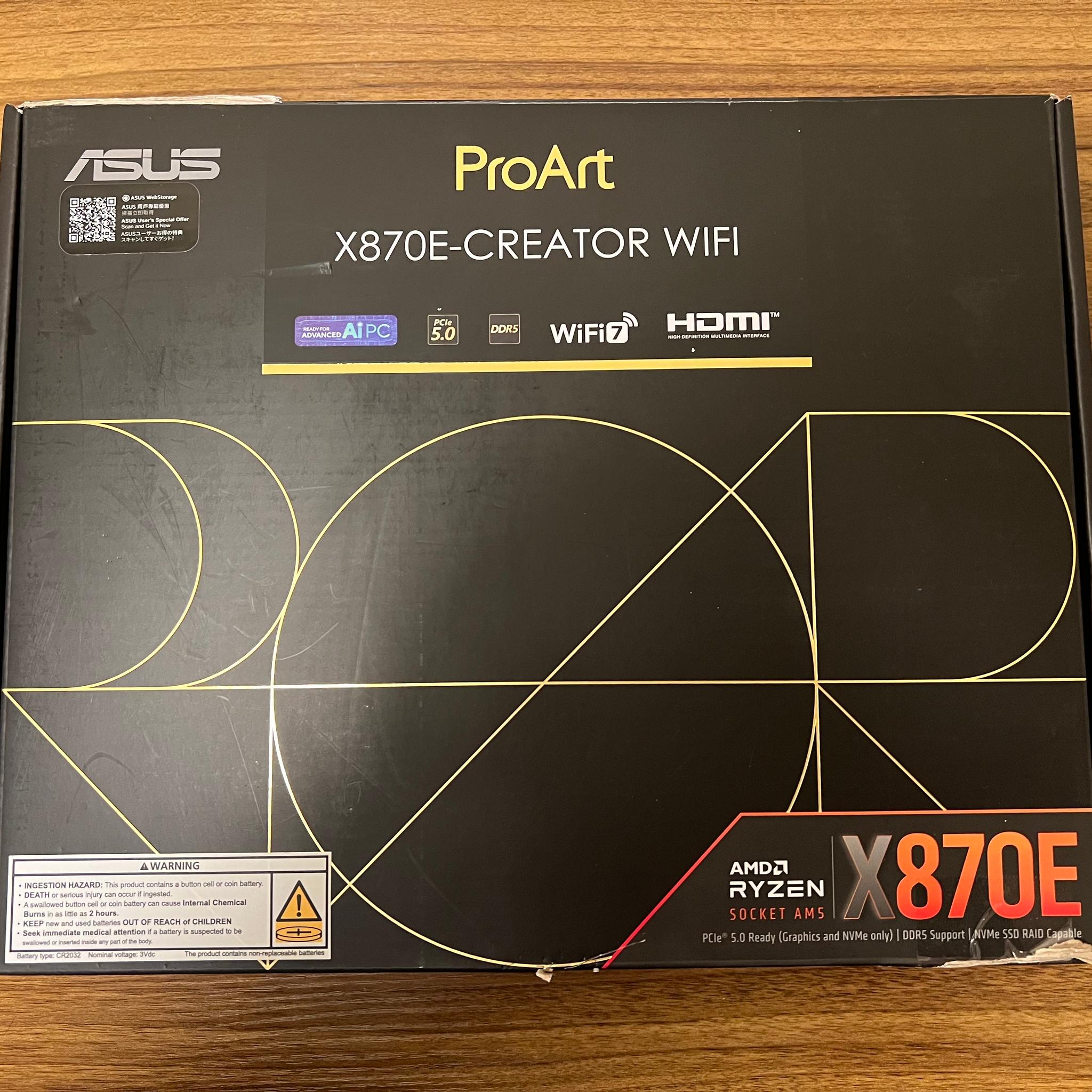 Ryzen 9 9950X + ASUS ProArt X870E-CREATOR WIFI ATX Motherboard Bundle