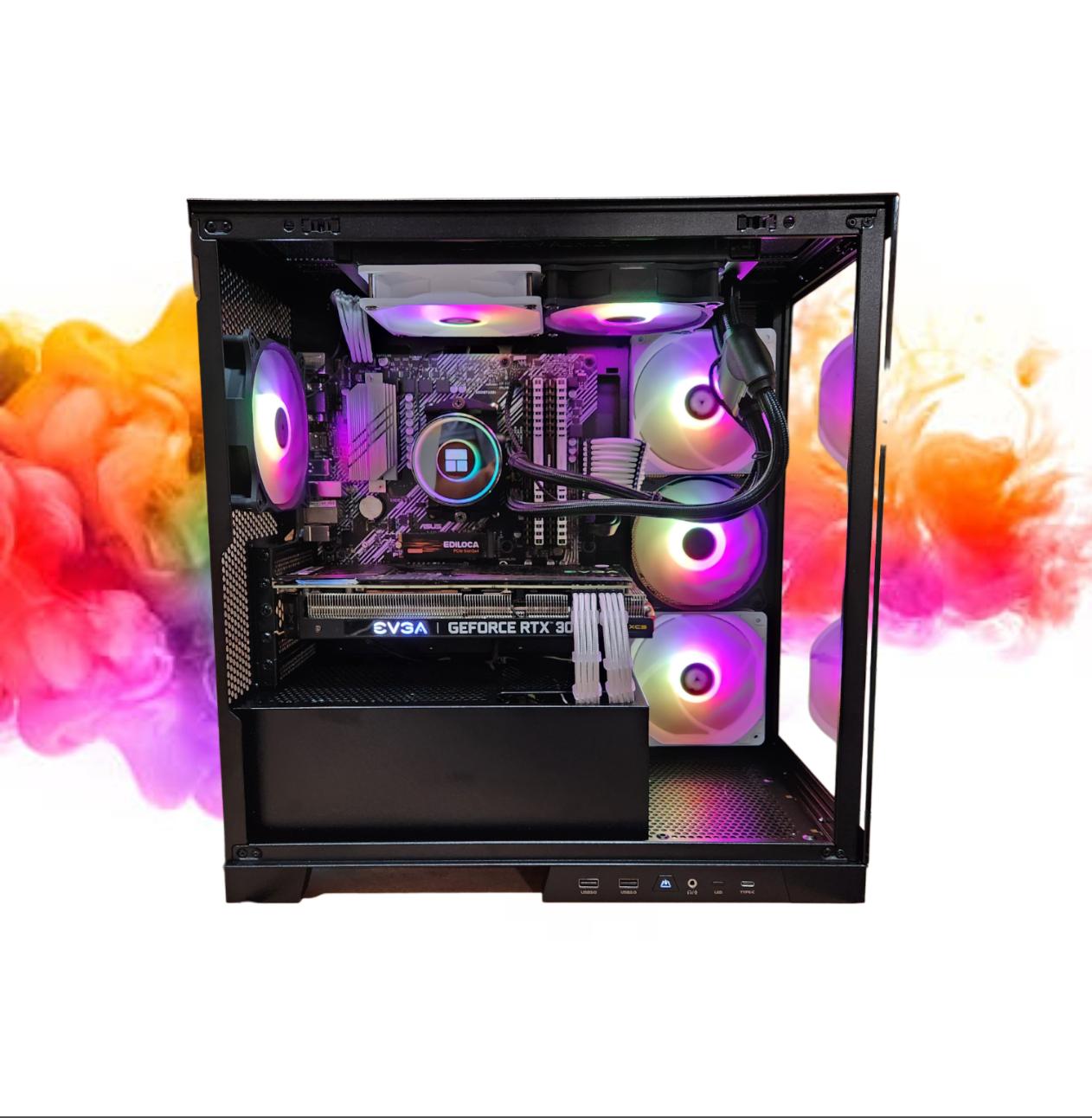 SALE: RTX 3080 + Ryzen 5600G + 32GB RAM + 1TB SSD + 6 Fans + Full RGB ( Black and White Gaming PC )