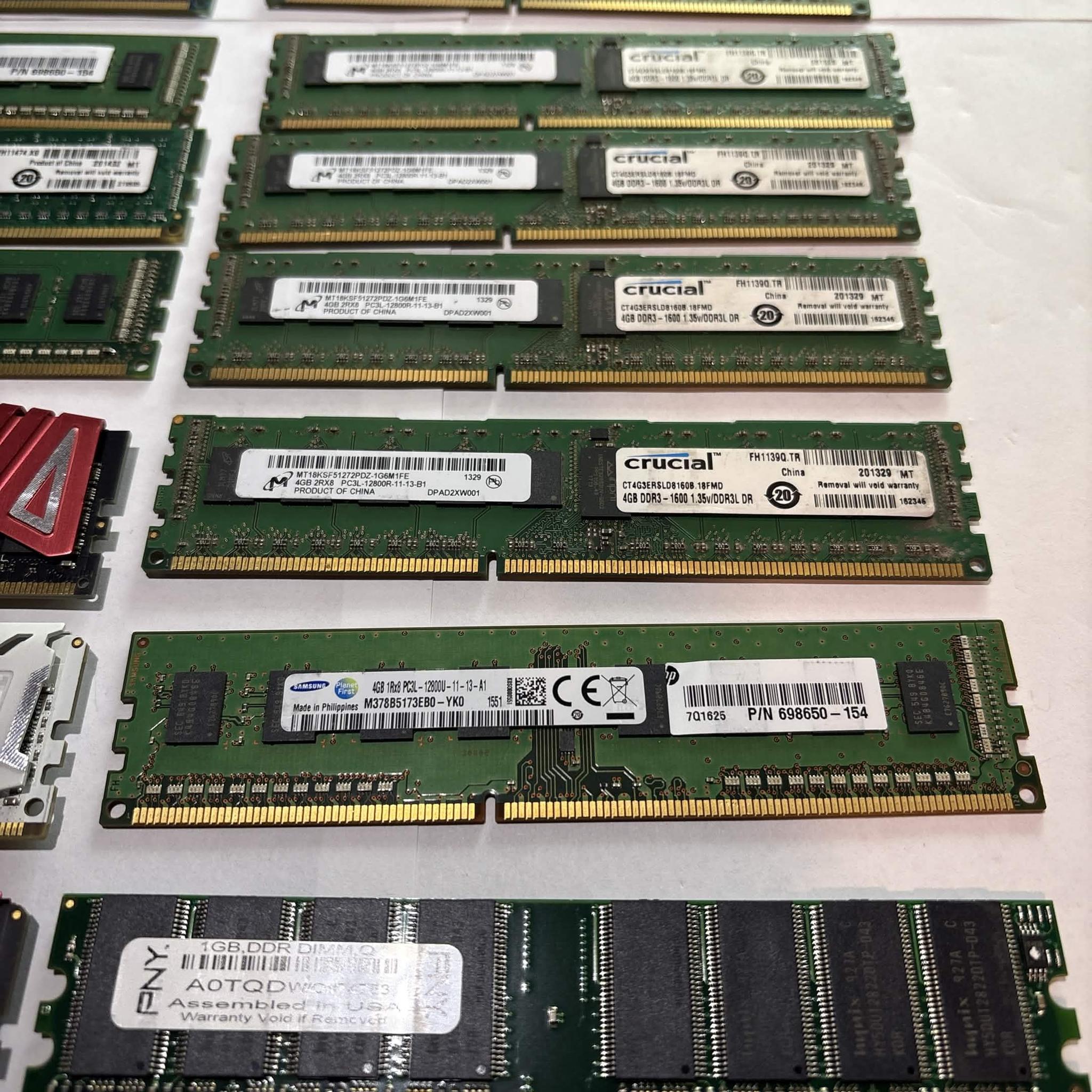 Mixed DDR3 DDR4 RAM Lot Crucial Ballistix XPG Tested Working Bundle (NM)