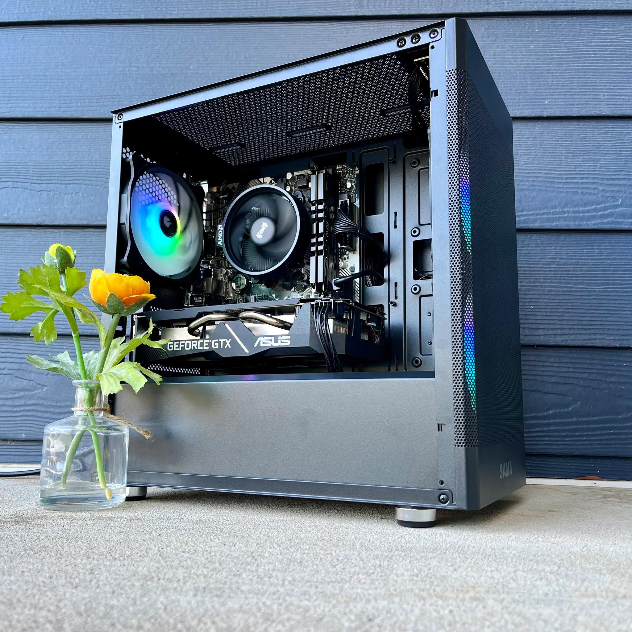 ⚫🌈Black ARGB Gaming PC⚫🌈NVIDIA GTX 1660 SUPER 6GB|AMD Ryzen 5 2600X|16GB DDR4|500GB NVME