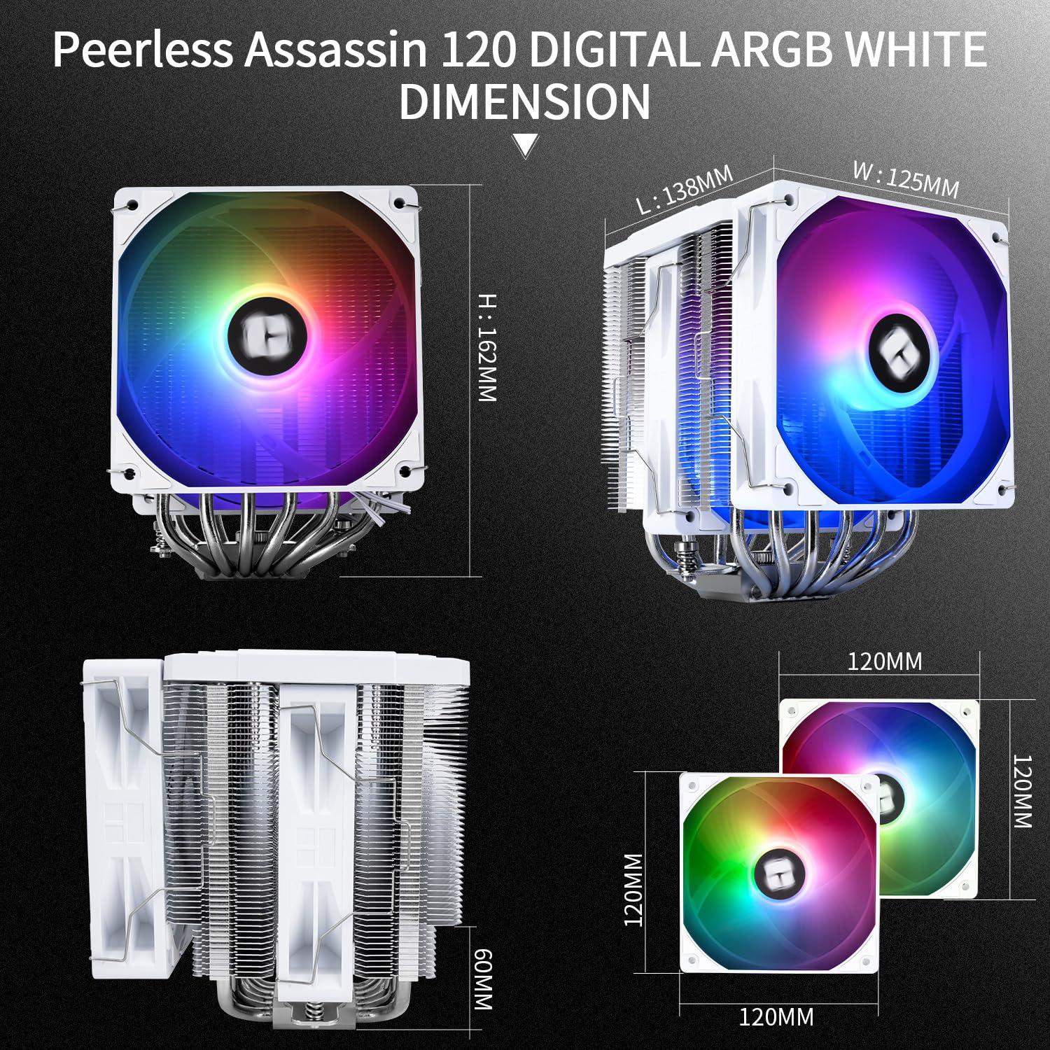 Thermalright Peerless Assassin 120 Digital ARGB 88.89 CFM White CPU Air Cooler