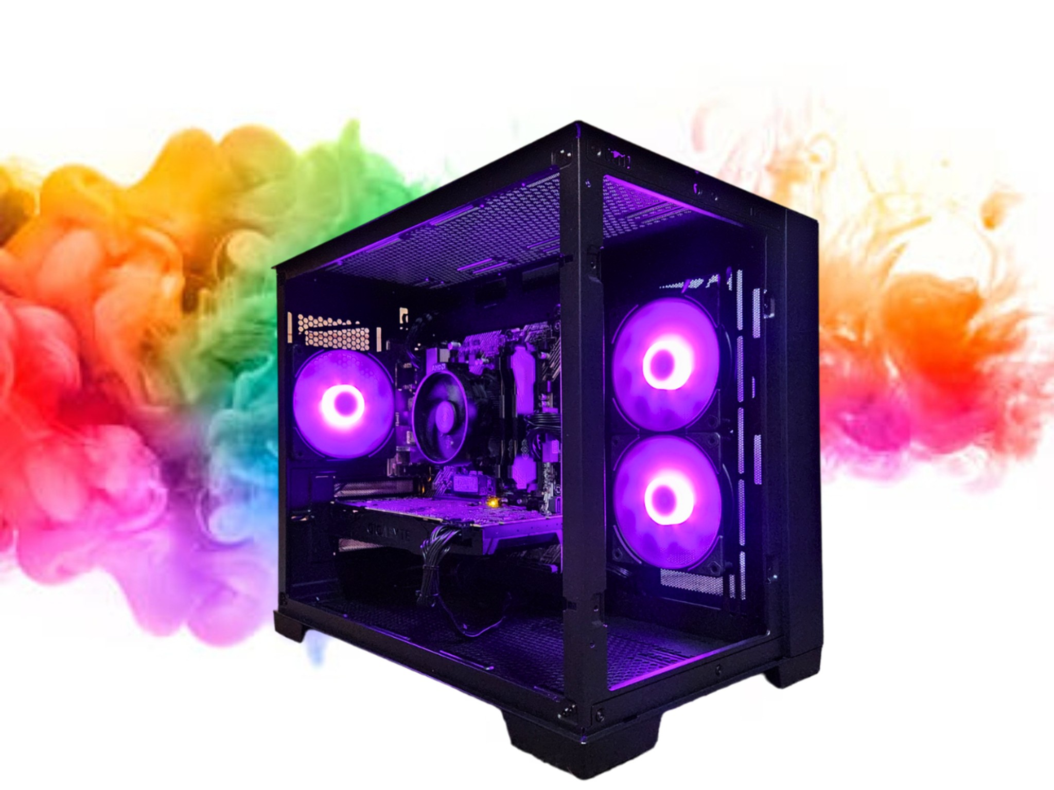 SALE: RTX 2080 + Ryzen 5 5500 + 16GBs DDR4 RAM + 1TB SSD + 3 Fans ( Black RGB Gaming PC )