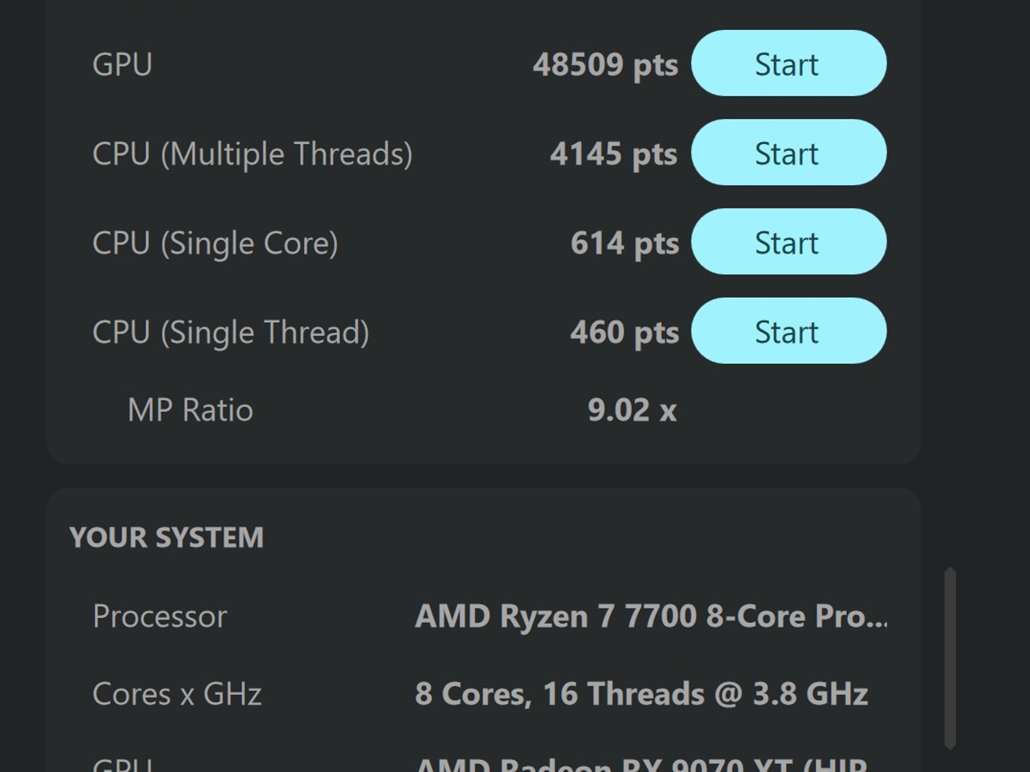 Ryzen 7 7700, RX 9070XT, 32g DDR5