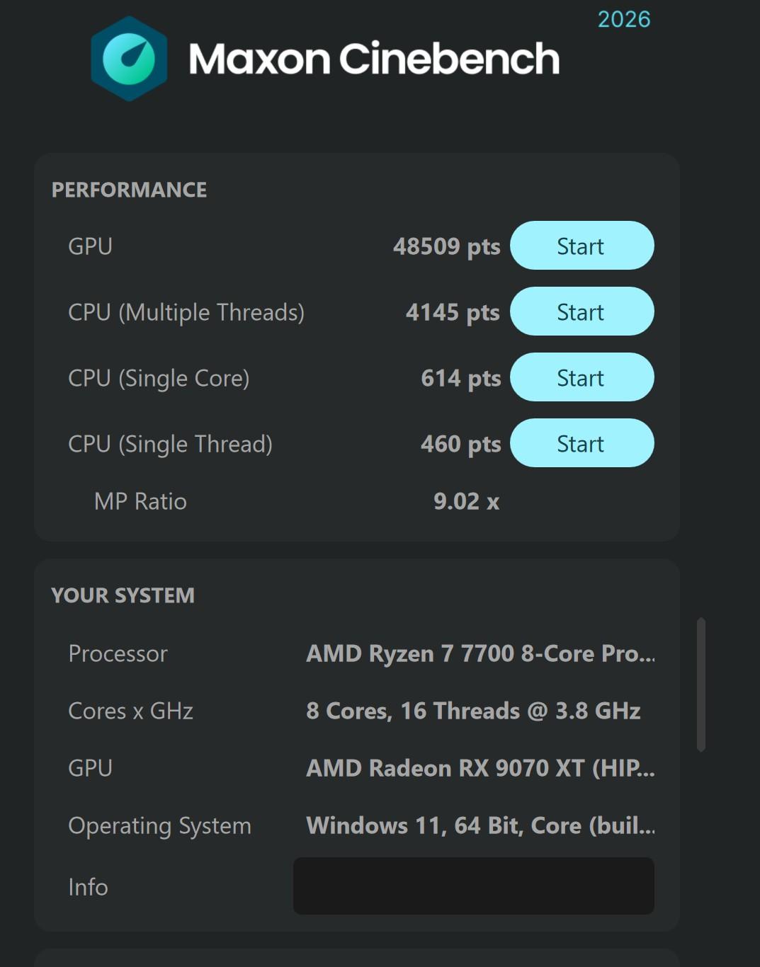 Ryzen 7 7700, RX 9070XT, 32g DDR5
