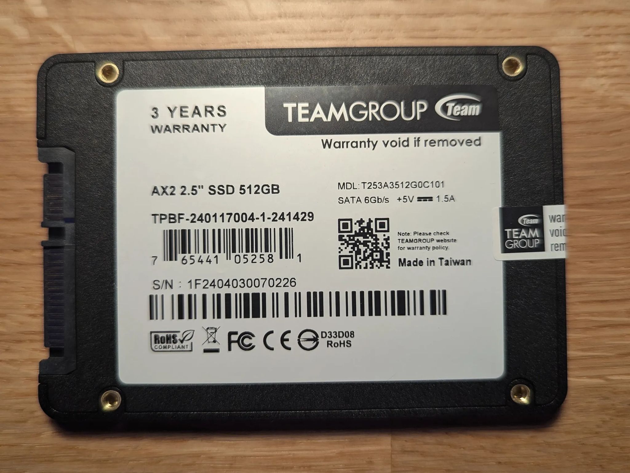 TeamGroup AX2 512 GB 2.5inch Sata SSD