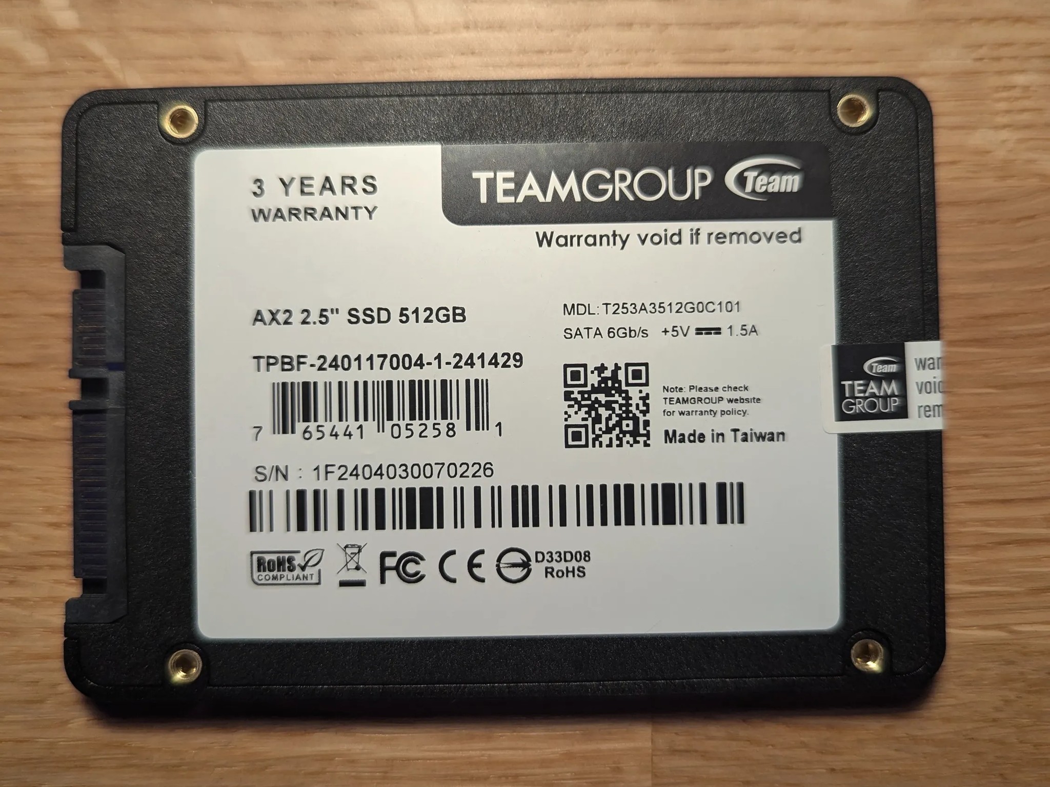 TeamGroup AX2 512 GB 2.5inch Sata SSD