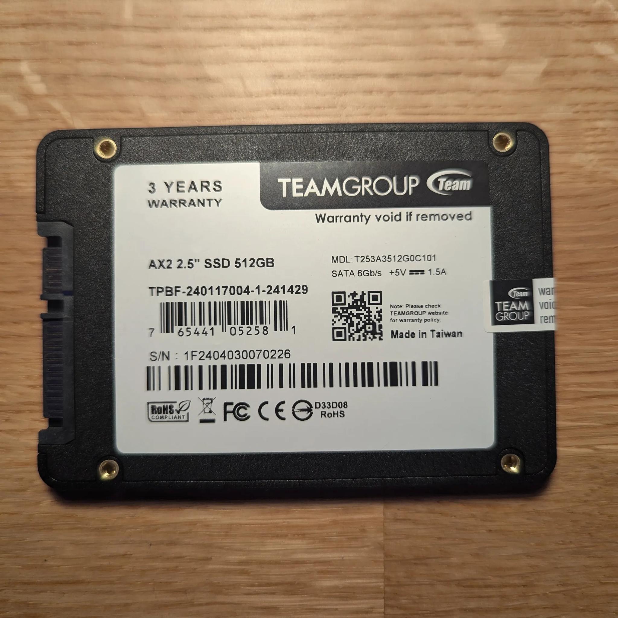 TeamGroup AX2 512 GB 2.5inch Sata SSD