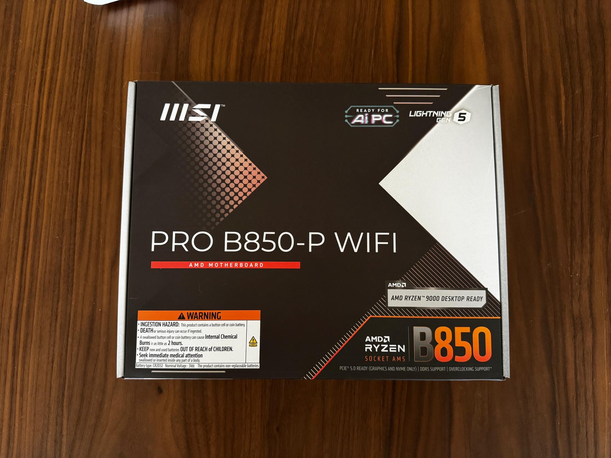 MSI PRO B850-P WiFi Motherboard - Lightly used for 4 months