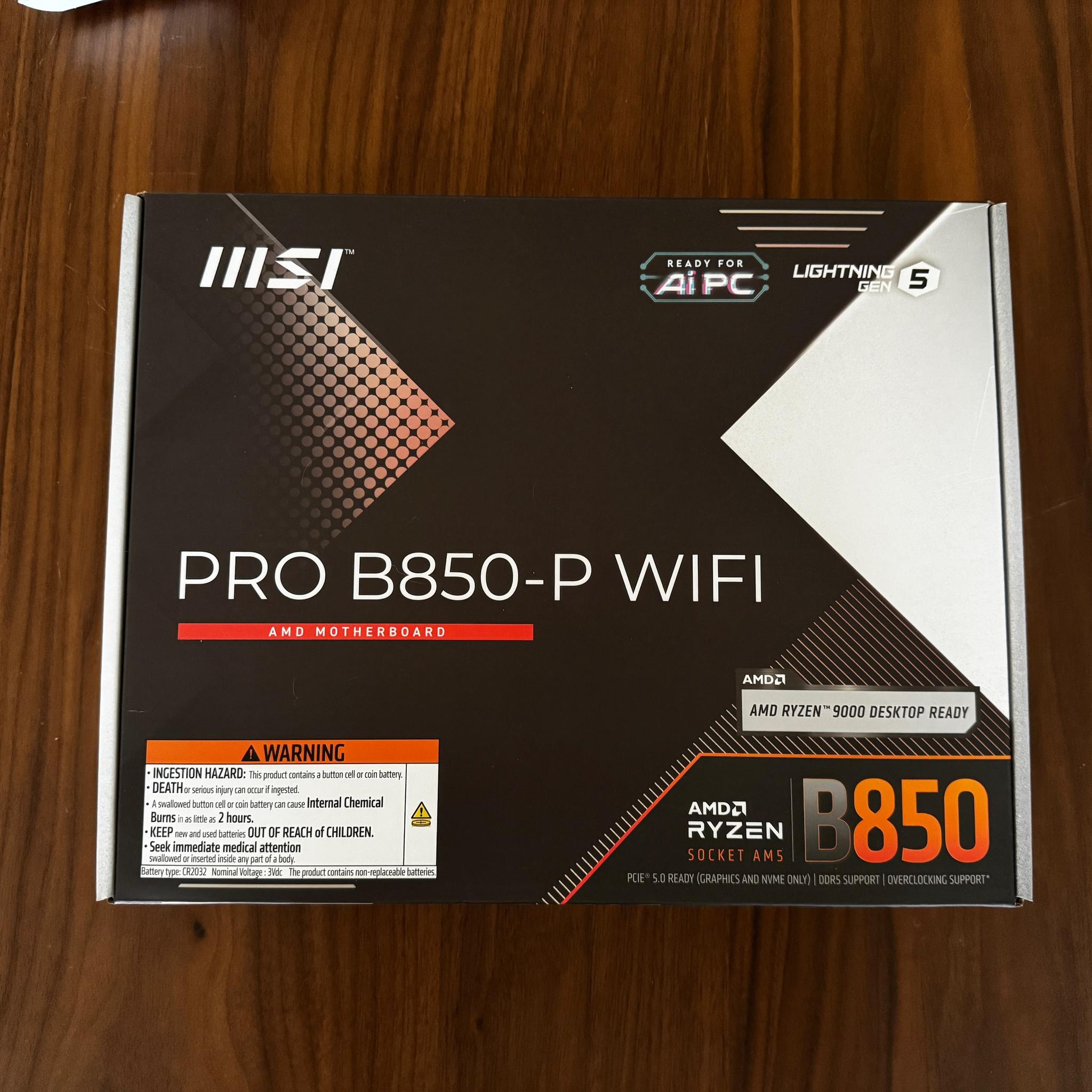 MSI PRO B850-P WiFi Motherboard - Lightly used for 4 months