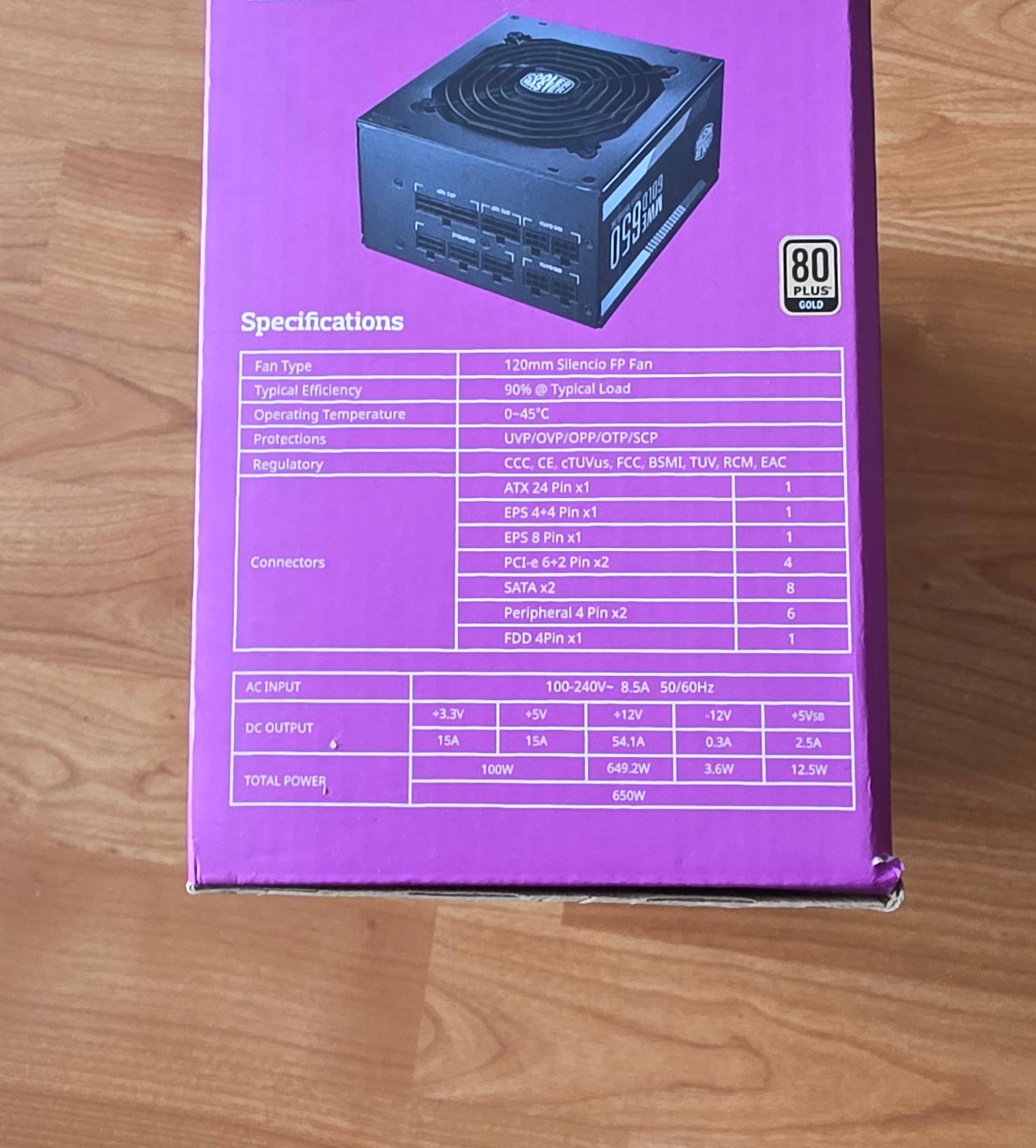 Cooler Master MWE 650 Gold Full Modular 650W 80+ Gold ATX Power Supply