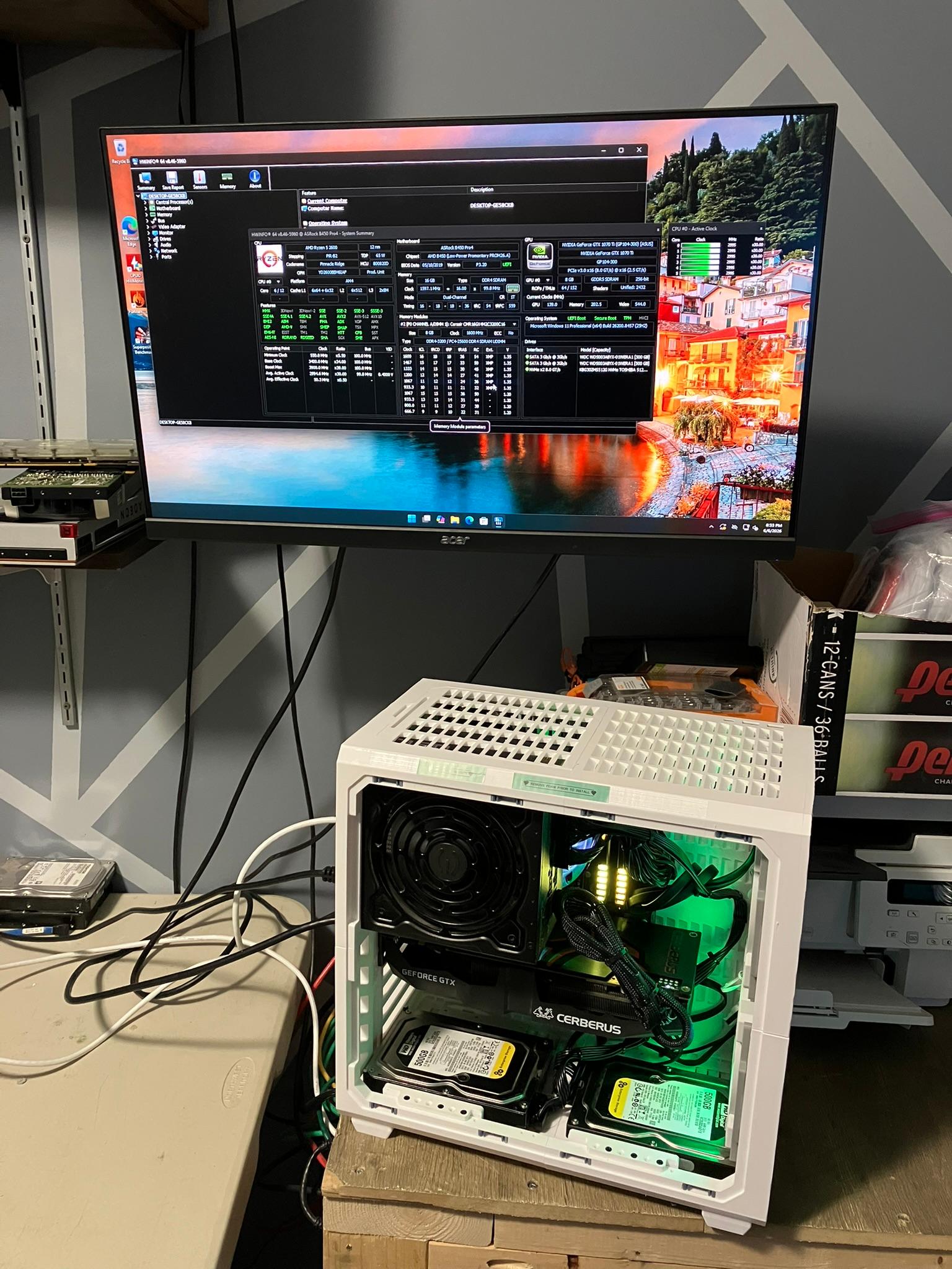 AMD Ryzen 2600 | GTX 1070 Ti | 16 GB ARGB Ram | 512GB NVME | 1TB HDD | 750W PSU | Win 11 Pro | ARGB