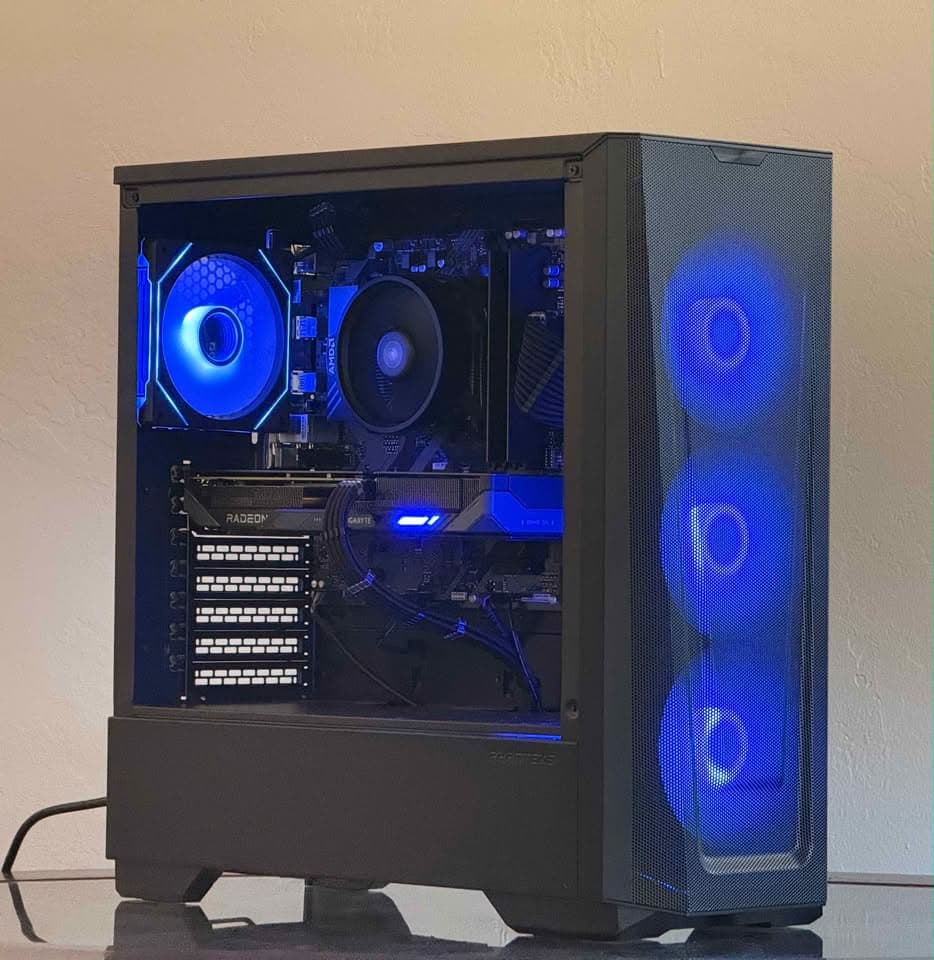 FREE SHIPPING 🖤 🌈 Black RGB Gaming PC | RX 9060 XT 16GB | Ryzen 5 7600 | 1TB SSD | 16GB...