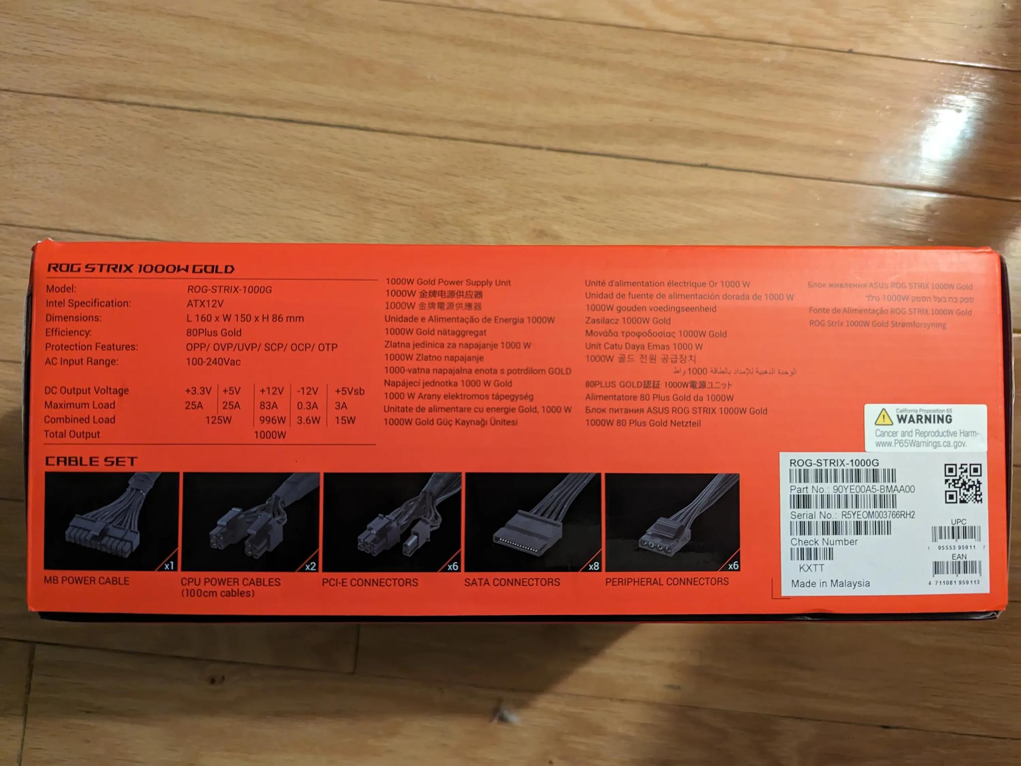New Unused Open RoG Strix 1000W PSU For Sale!