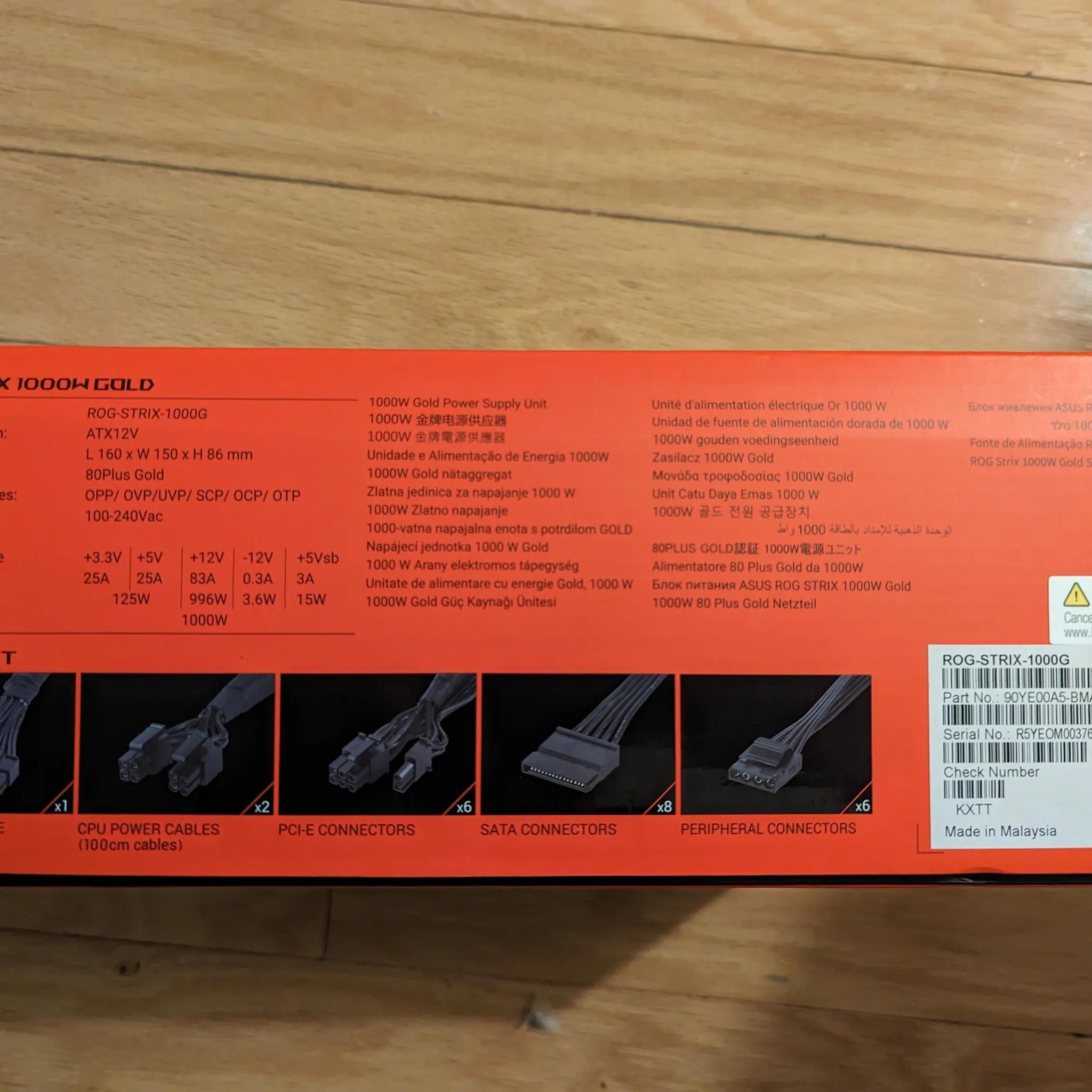 New Unused Open RoG Strix 1000W PSU For Sale!