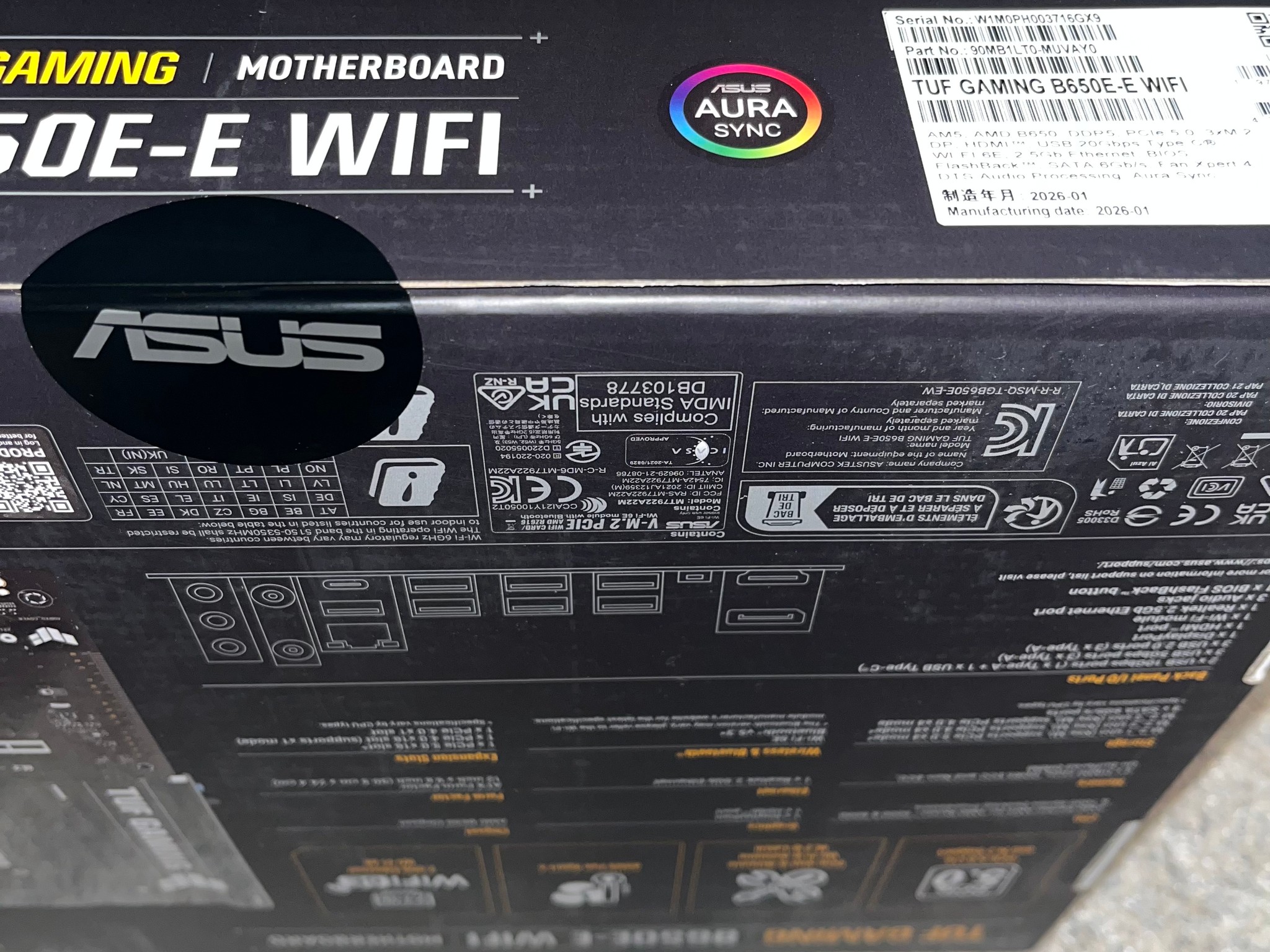 ASUS TUF Gaming B650E-E WIFI AMD AM5 B650 ATX Motherboard SEALED