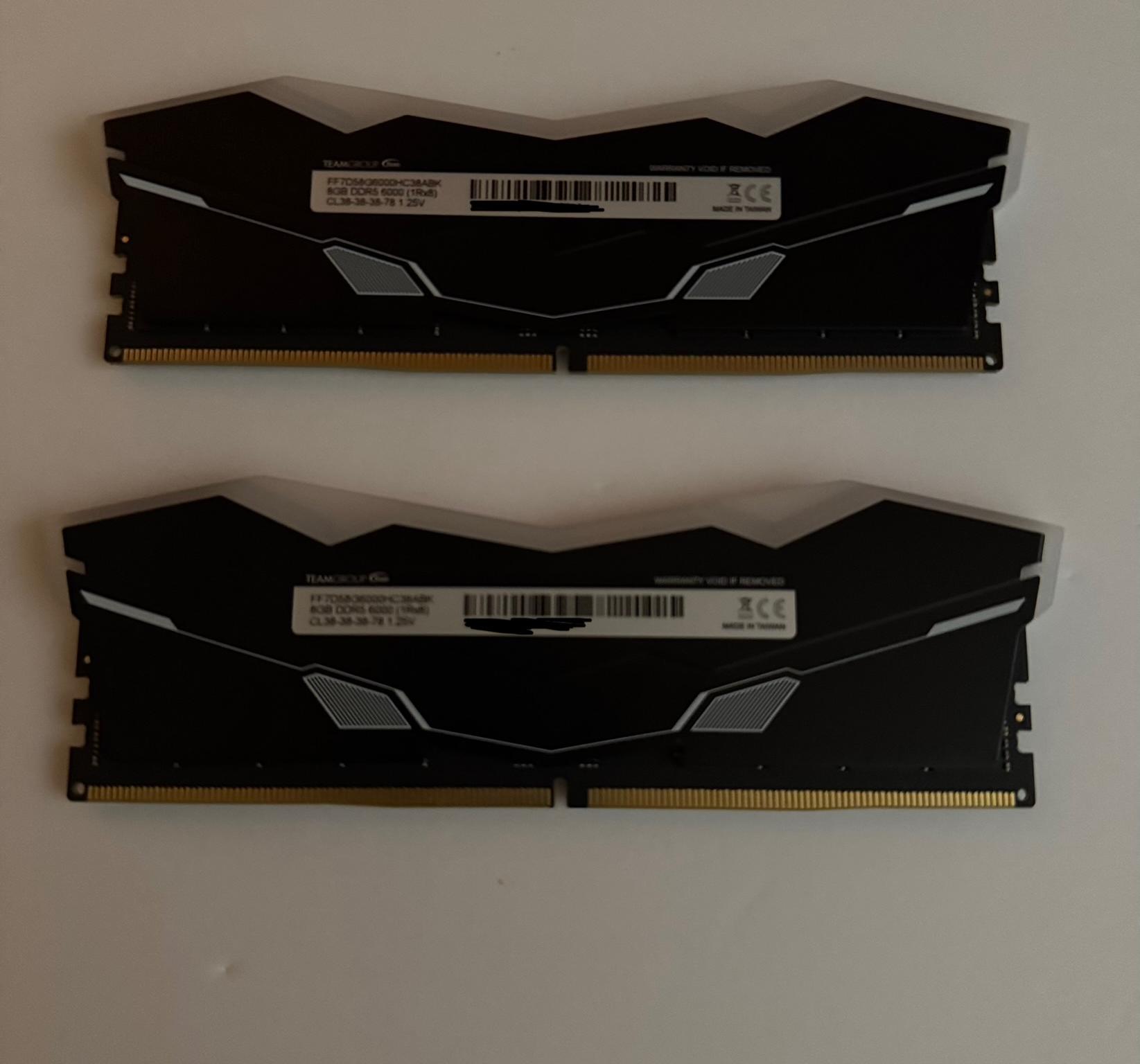 TeamGroup T-Force Delta RGB 16GB  (2x8GB) DDR5 RAM 6000MHz (FF7D58G6000HC38ABK)