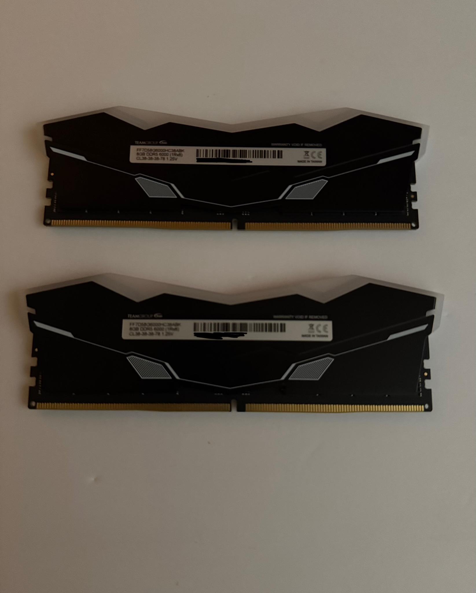 TeamGroup T-Force Delta RGB 16GB  (2x8GB) DDR5 RAM 6000MHz (FF7D58G6000HC38ABK)