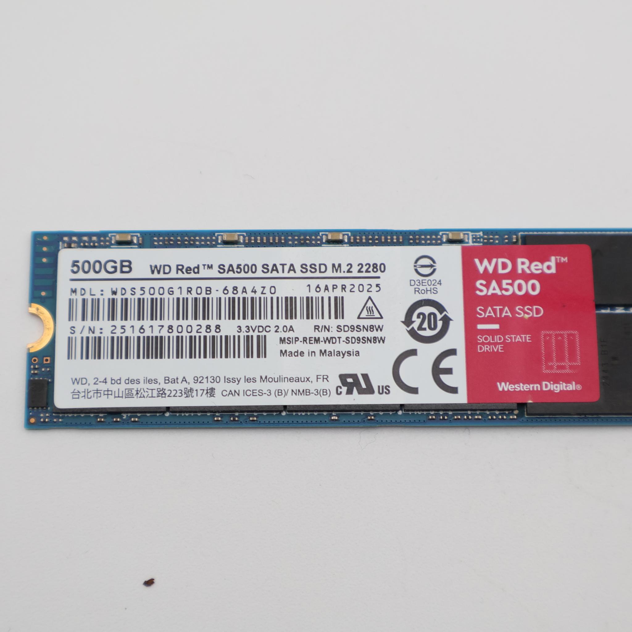 WD Red SA500 500GB M.2 2280 SATA NAS SSD - 560MB/s - Warranty Until August 2030 - Like New