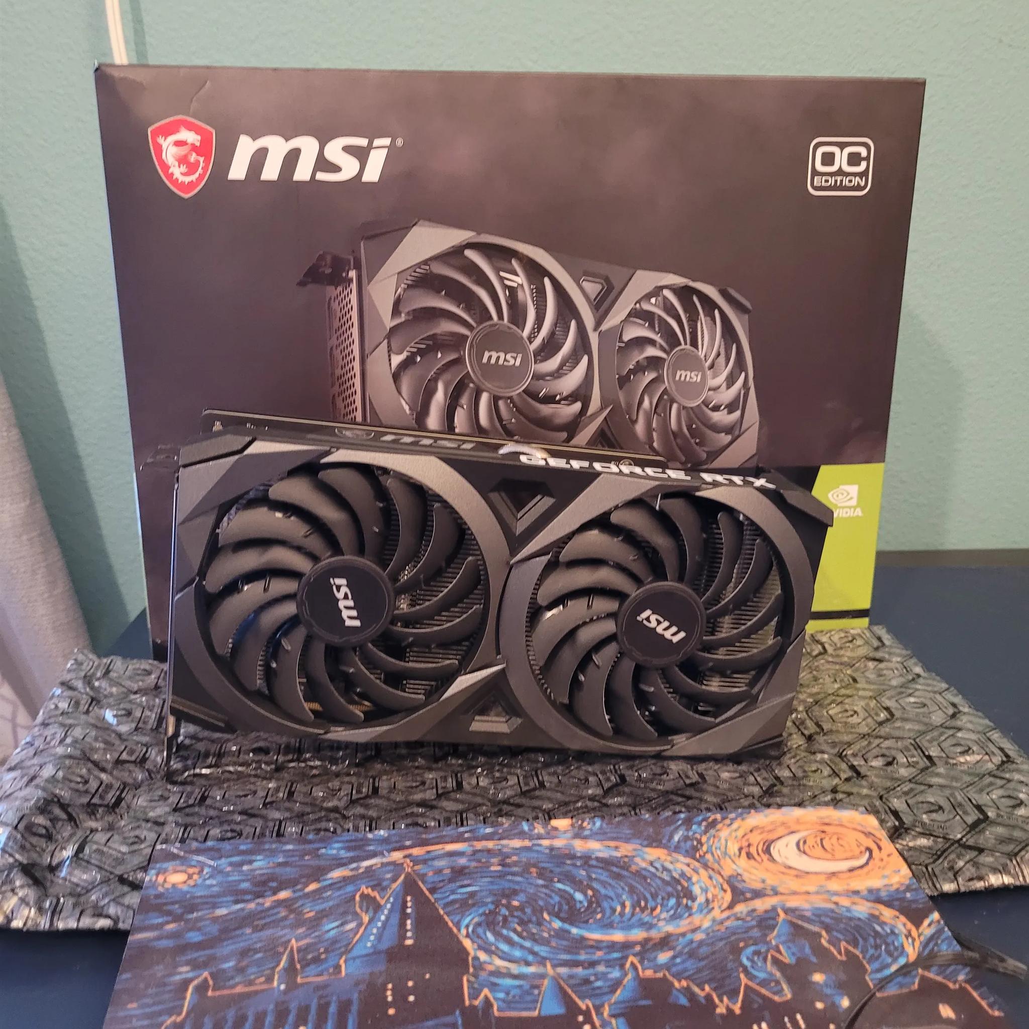 MSI Ventus 2x RTX 3060ti 8GB Non-LHR, Original Box, + V1 Tech ARGB Backplate Add-On