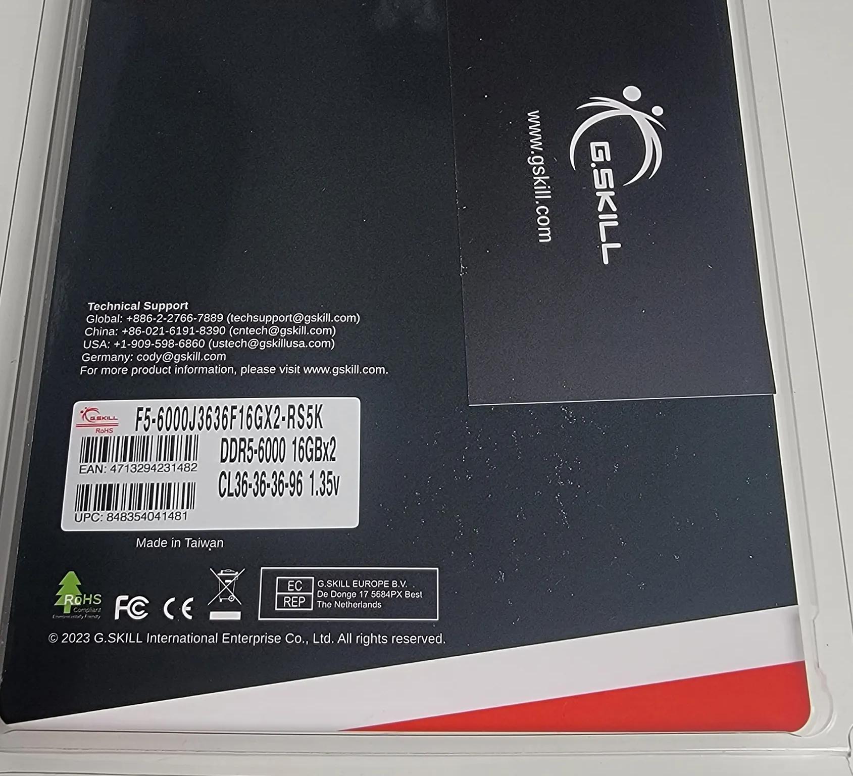 G.Skill Ripjaws S5 32GB (2 x 16GB) DDR5-6000 XMP 3.0