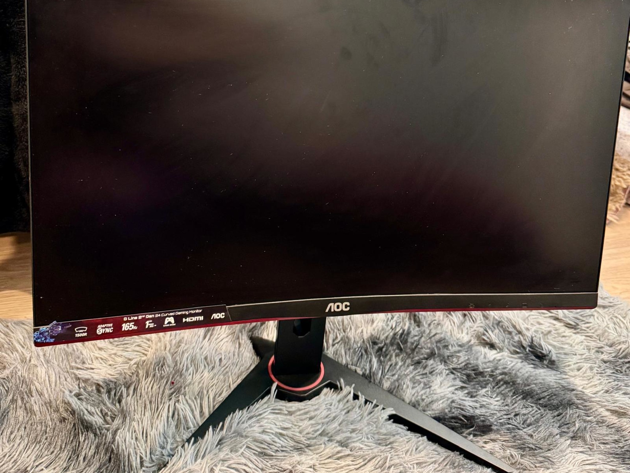 AOC C24G1A 24" Curved Frameless Gaming Monitor, FHD 1920x1080, 1500R, VA, 1ms MPRT, 165Hz, FreeSync
