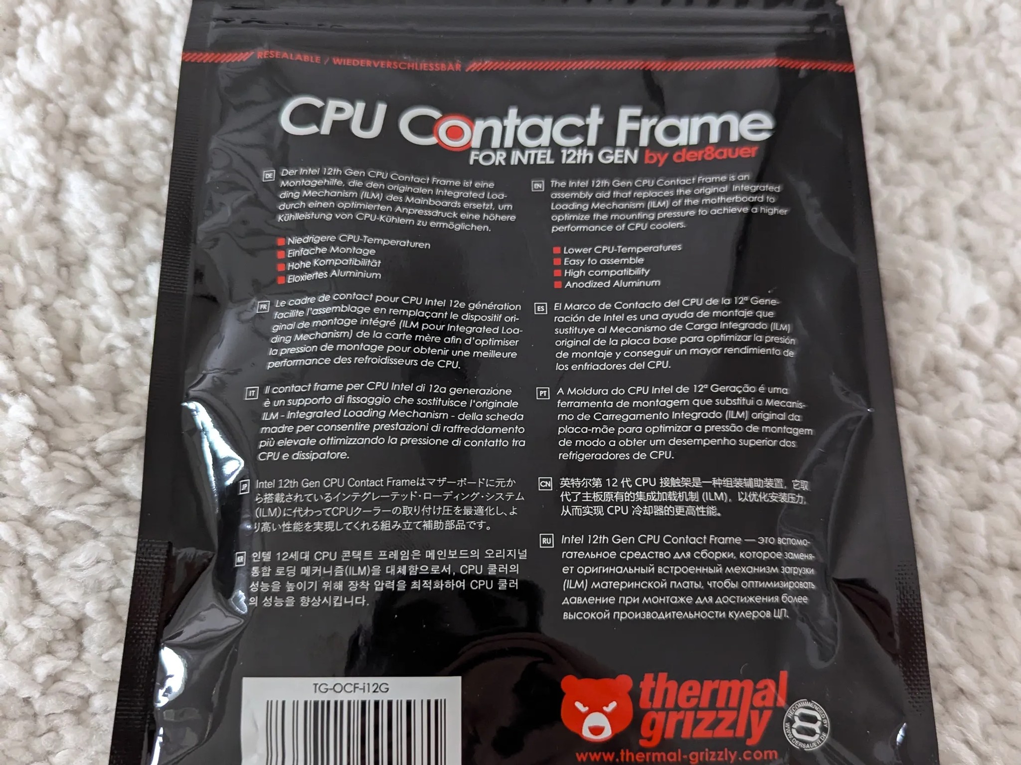 Thermal Grizzly - CPU Contact Frame Intel LGA 1700