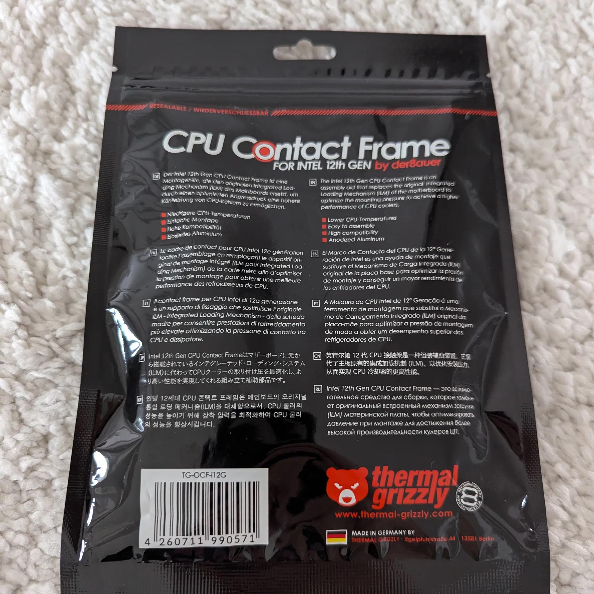 Thermal Grizzly - CPU Contact Frame Intel LGA 1700