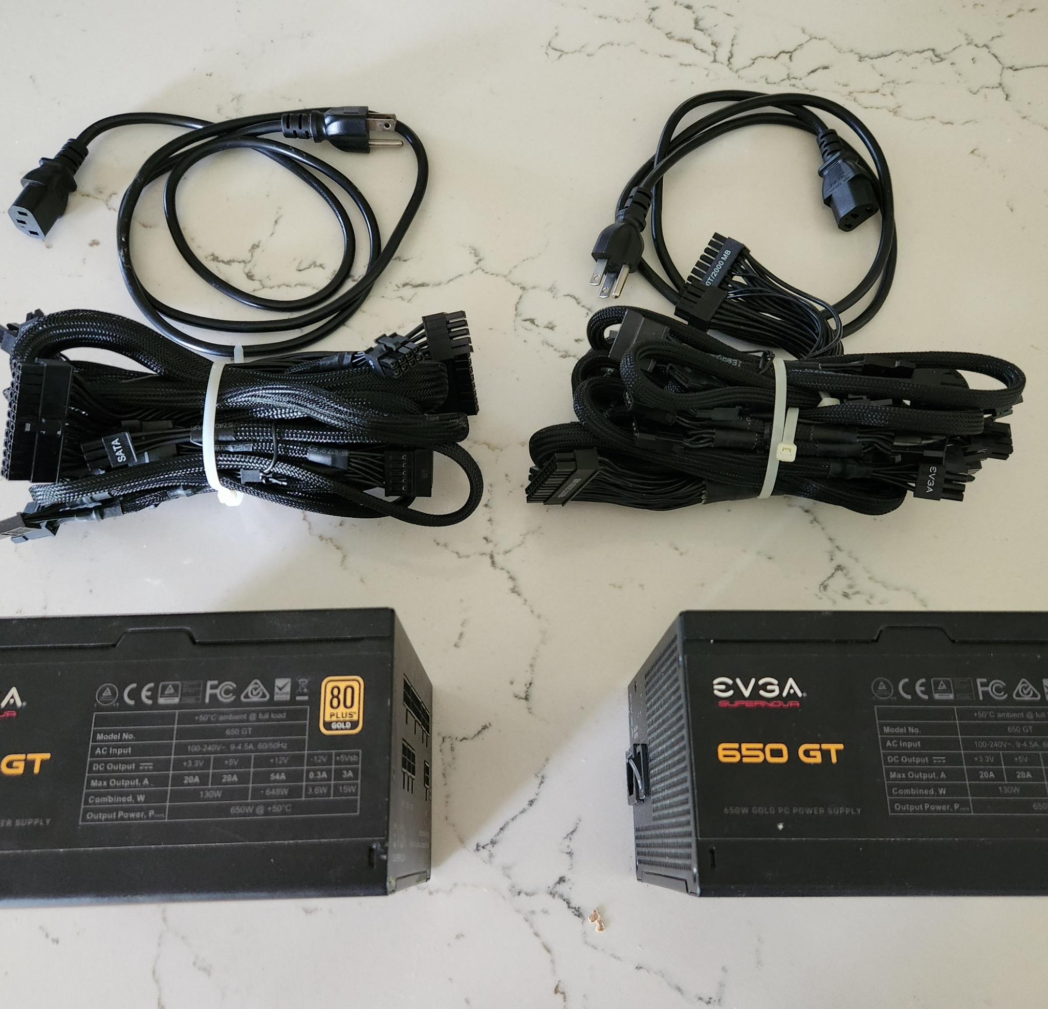 EVGA Supernova 650w GOLD RATED fully-modular all-black-cables