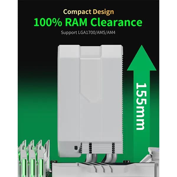 upHere White Single Fan CPU Cooler