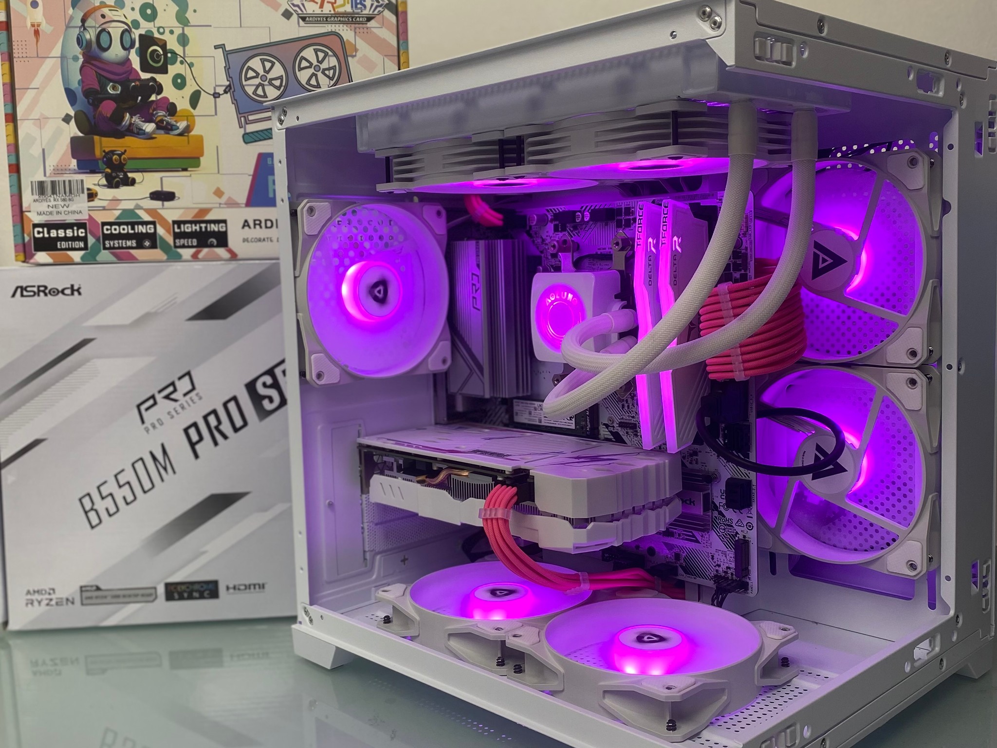 💝 Ryzen 5 5500 / 16 GB / 1TB / RX580 - Pink Cables
