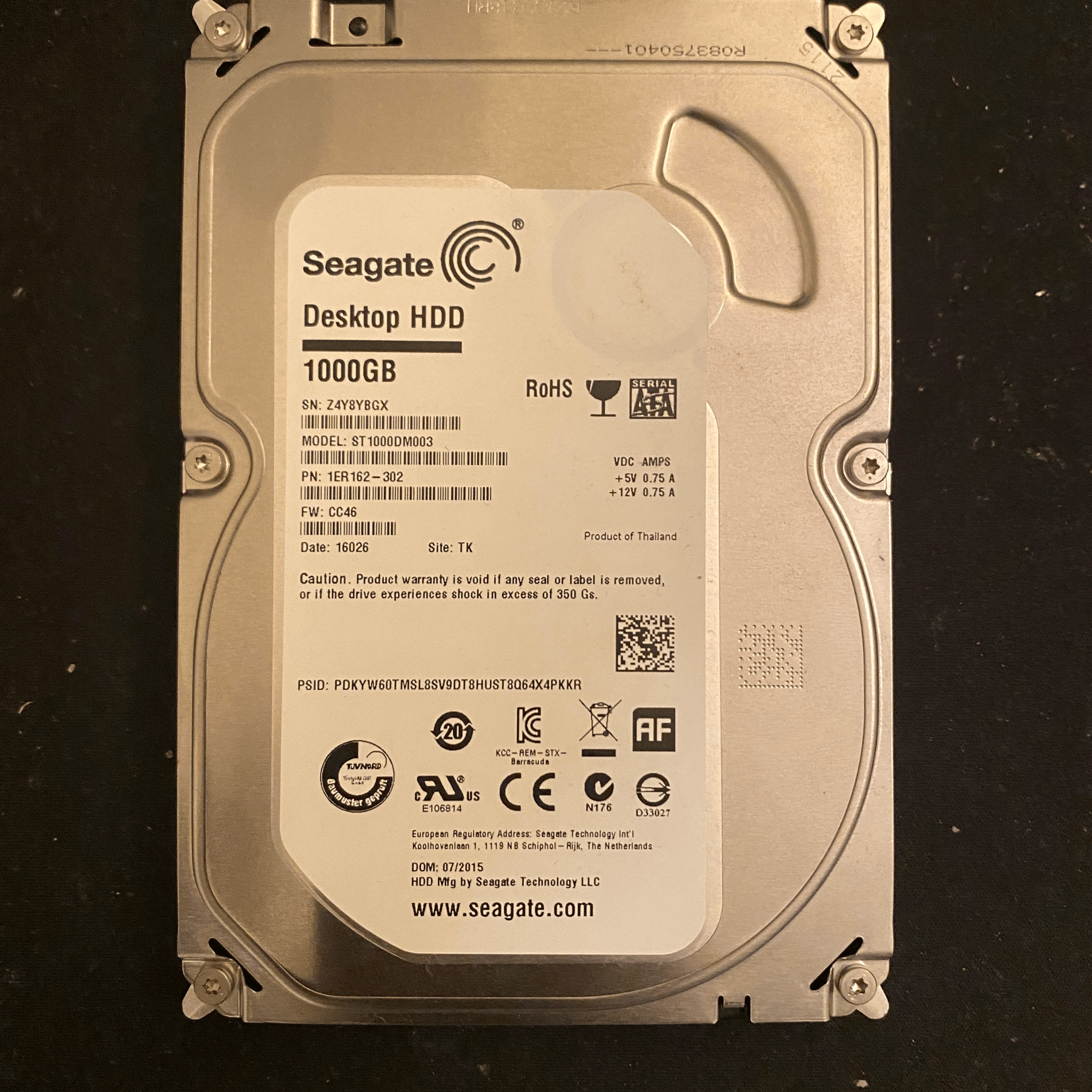 Seagate 1TB Hard Disk Drive 