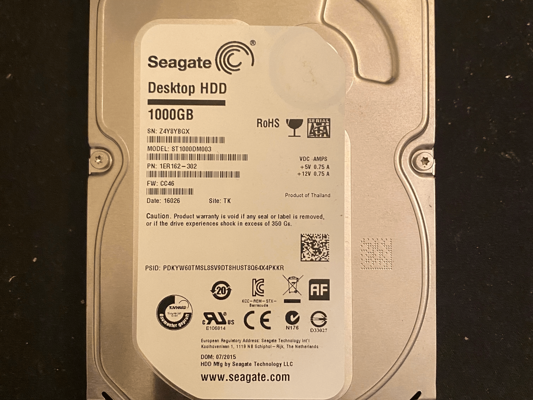 Seagate 1TB Hard Disk Drive 