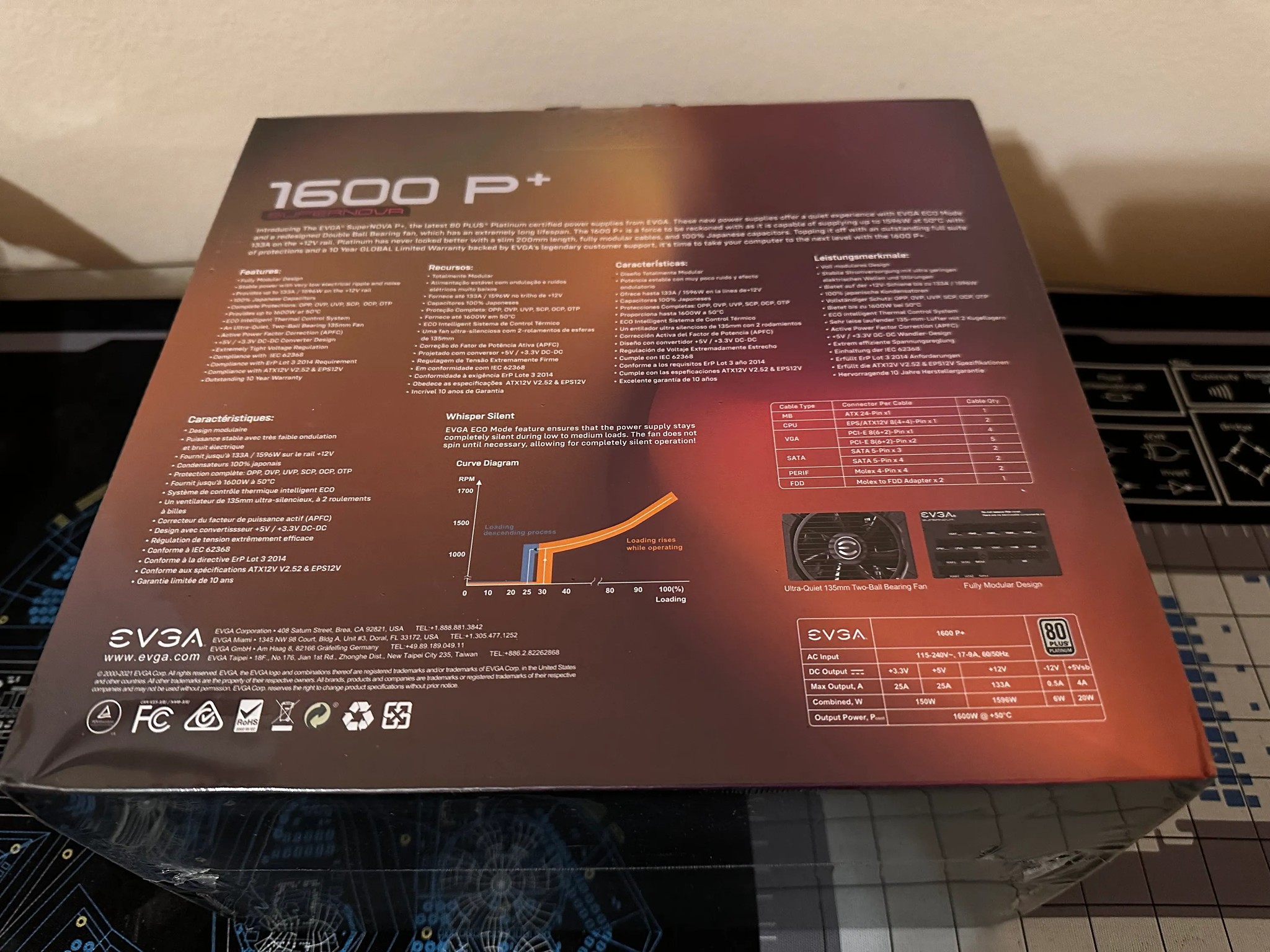 BNIB EVGA SuperNOVA 1600 P+, 80+ PLATINUM 1600W 220-PP-1600-X1