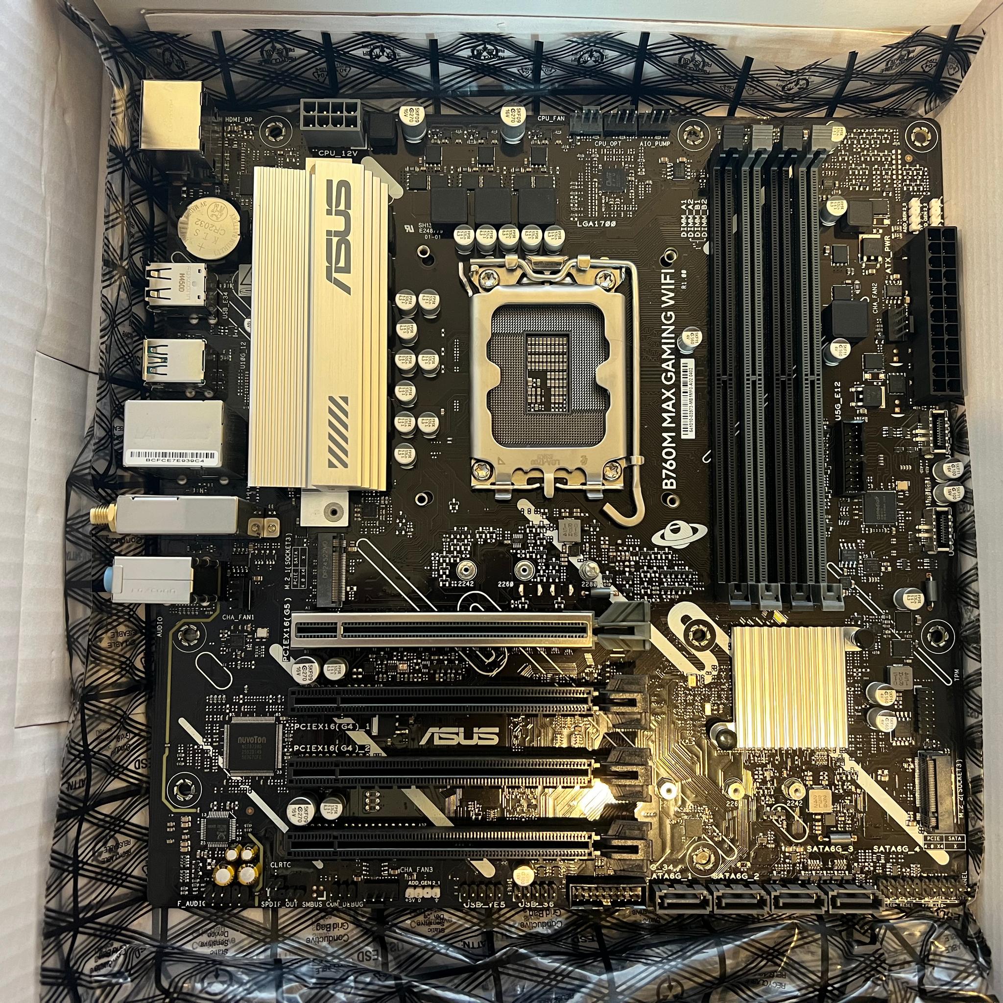 ASUS B760M MAX Gaming DDR5 LGA1700 mATX Motherboard Includes Backplate and IO Shield