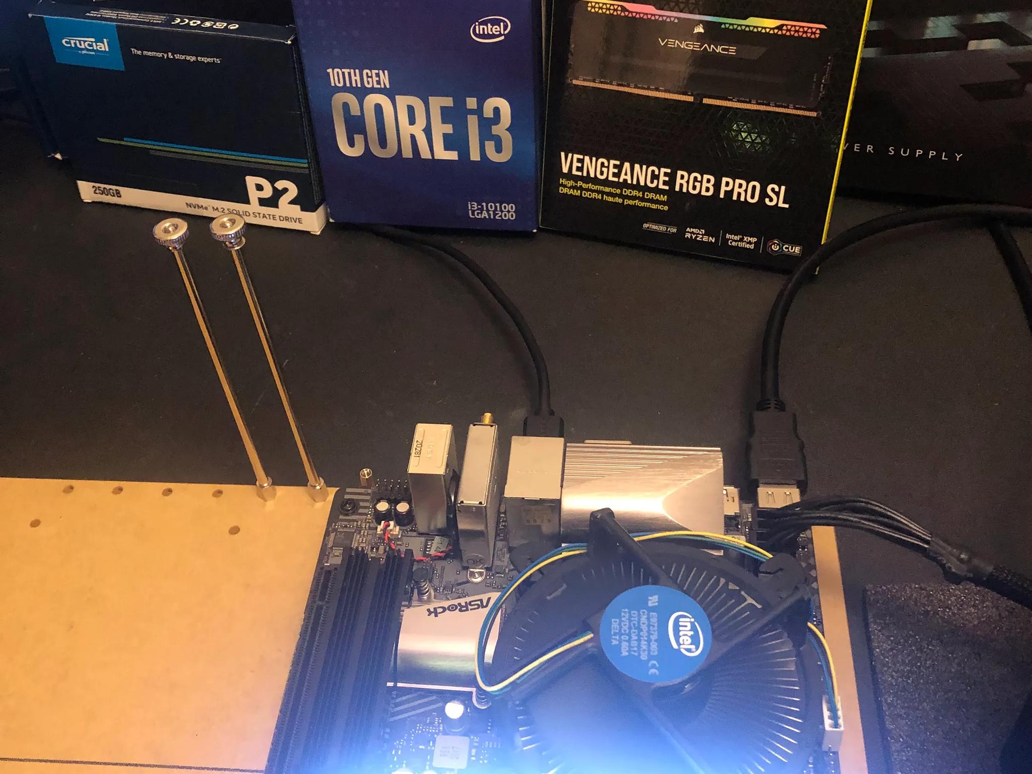 CPU+Motherboard+RAM+SSD combo: AsRock b460m itx, i3 10100, 16 Gb Ram RGB Corsair, Crucial 256G m.2 