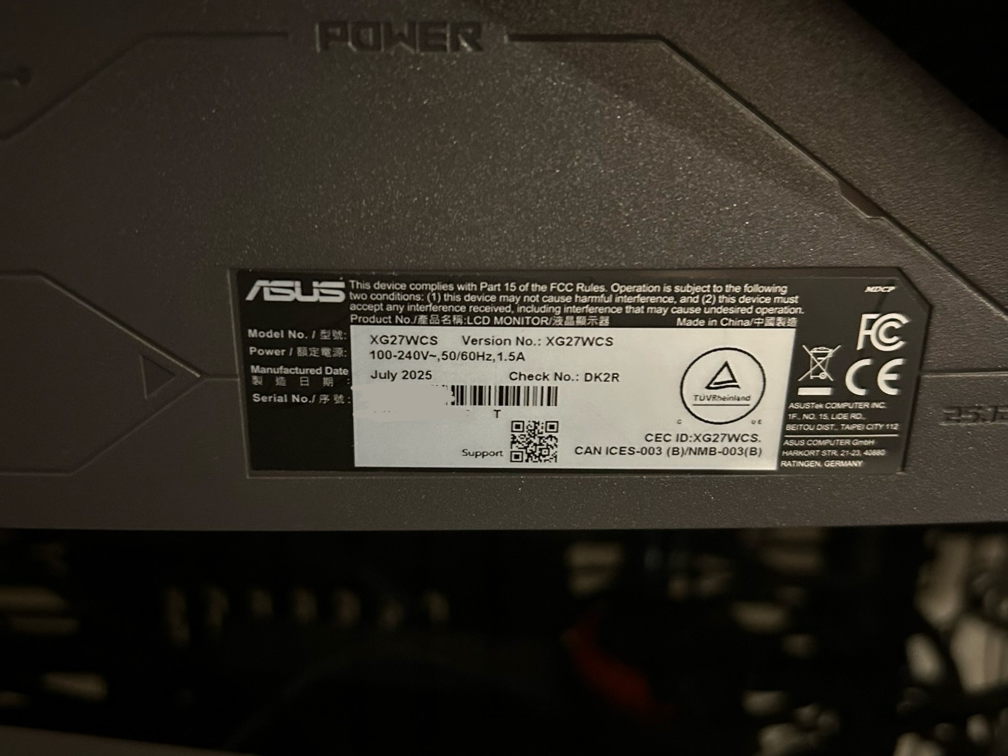 ASUS ROG Strix  27" 2K QHD (2560 x 1440) 180Hz Curved Screen Gaming Monitor (XG27WCS)