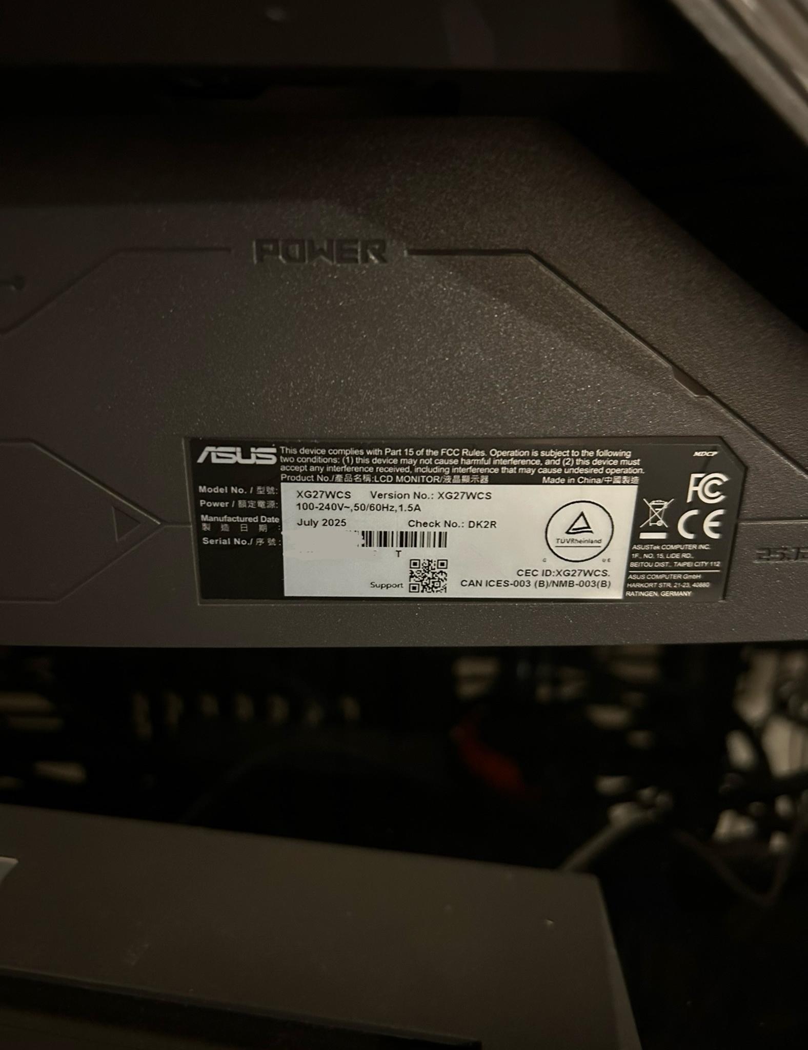 ASUS ROG Strix  27" 2K QHD (2560 x 1440) 180Hz Curved Screen Gaming Monitor (XG27WCS)