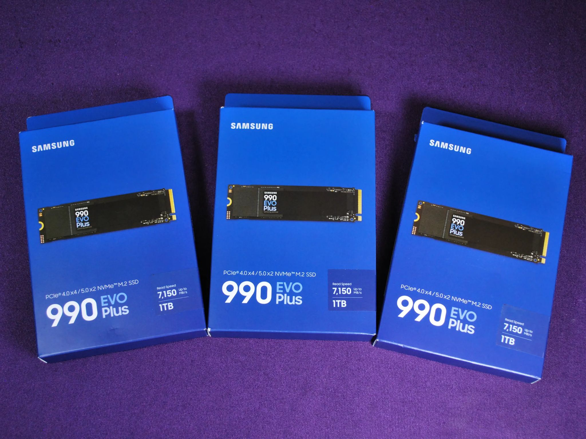 3x Samsung 990 EVO Plus SSD 1TB, PCIe Gen 4x4, Gen 5x2 M.2 2280, Speeds Up-to 7,250 MB/s