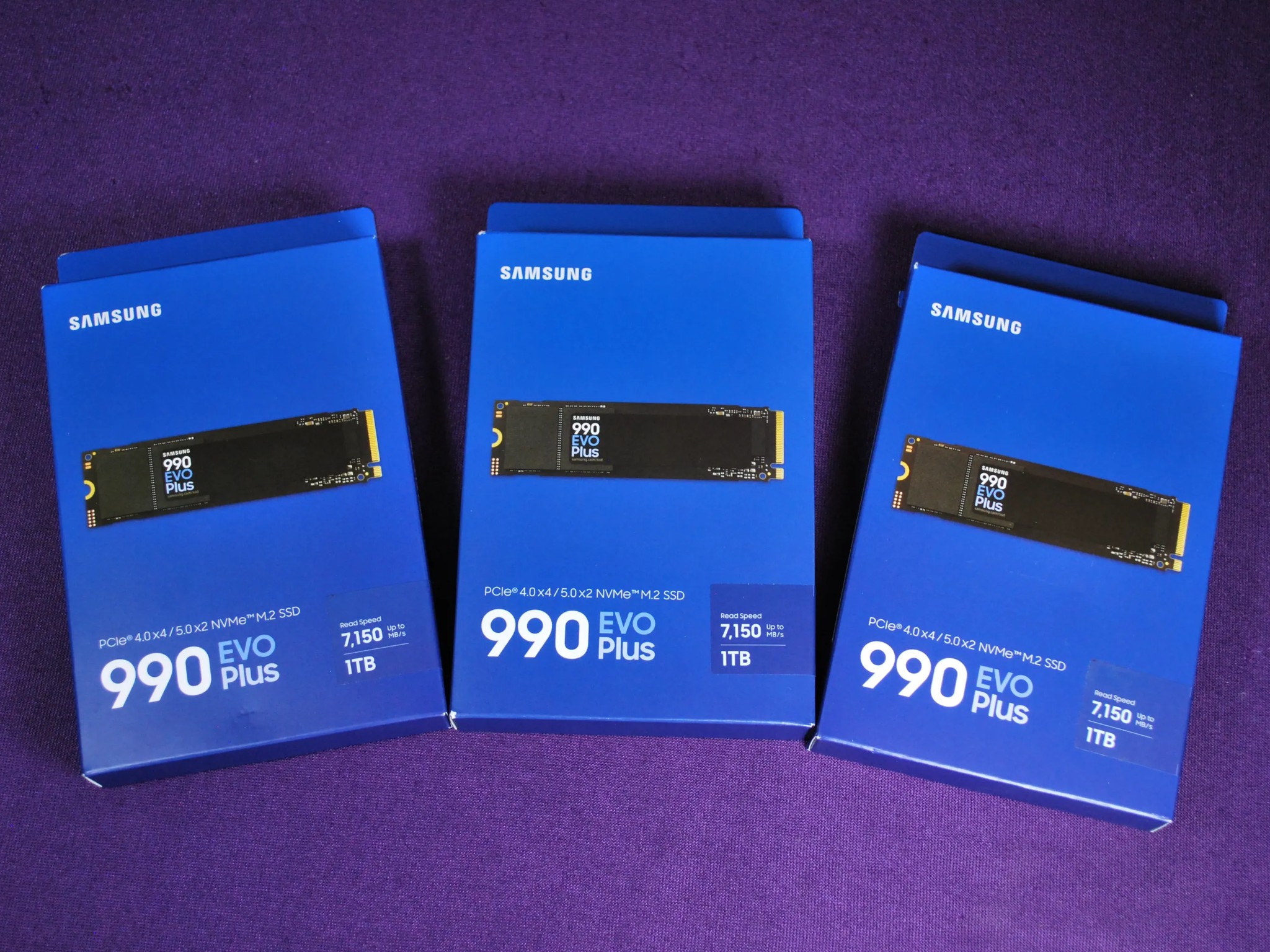 3x Samsung 990 EVO Plus SSD 1TB, PCIe Gen 4x4, Gen 5x2 M.2 2280, Speeds Up-to 7,250 MB/s