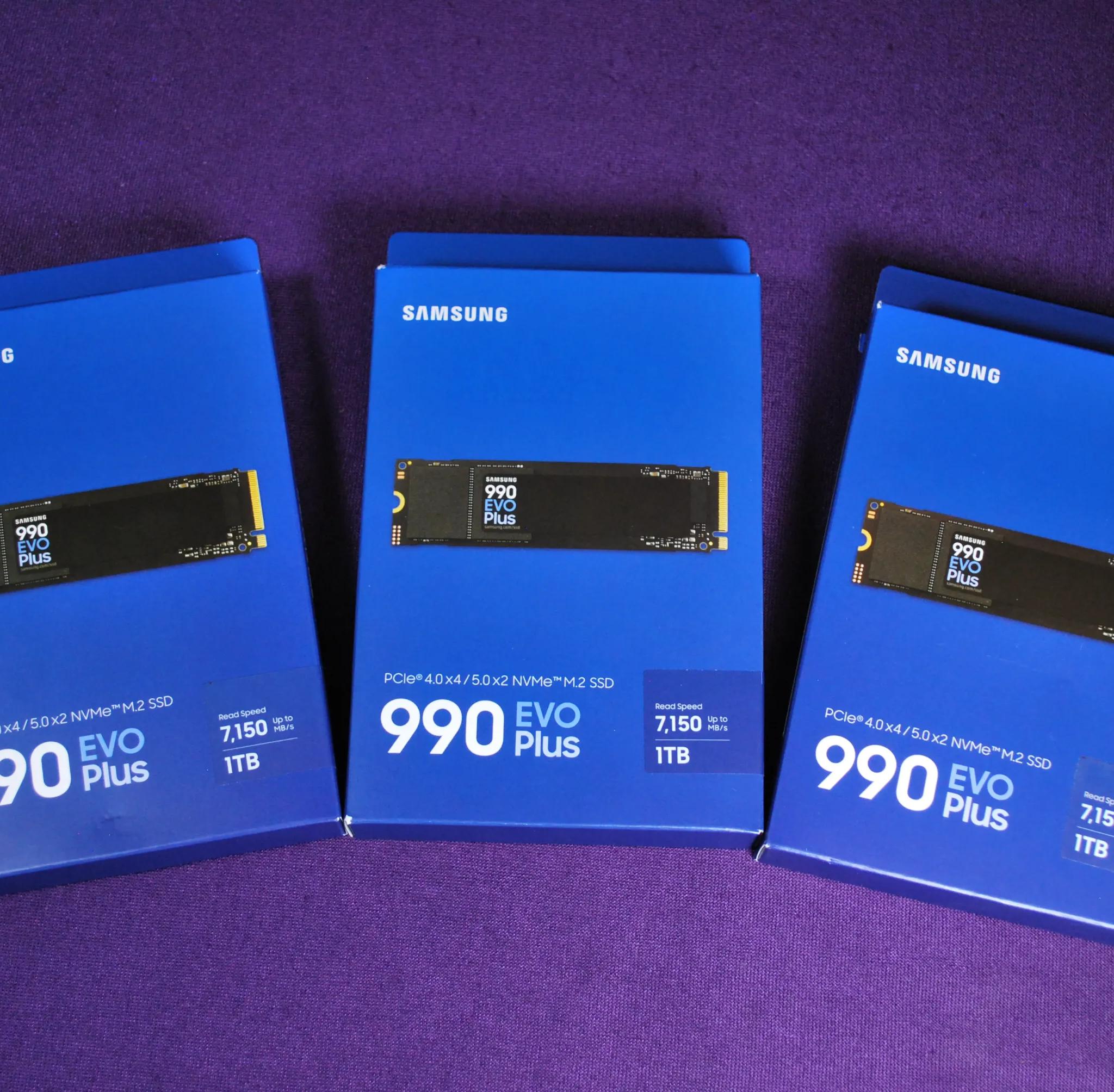 3x Samsung 990 EVO Plus SSD 1TB, PCIe Gen 4x4, Gen 5x2 M.2 2280, Speeds Up-to 7,250 MB/s