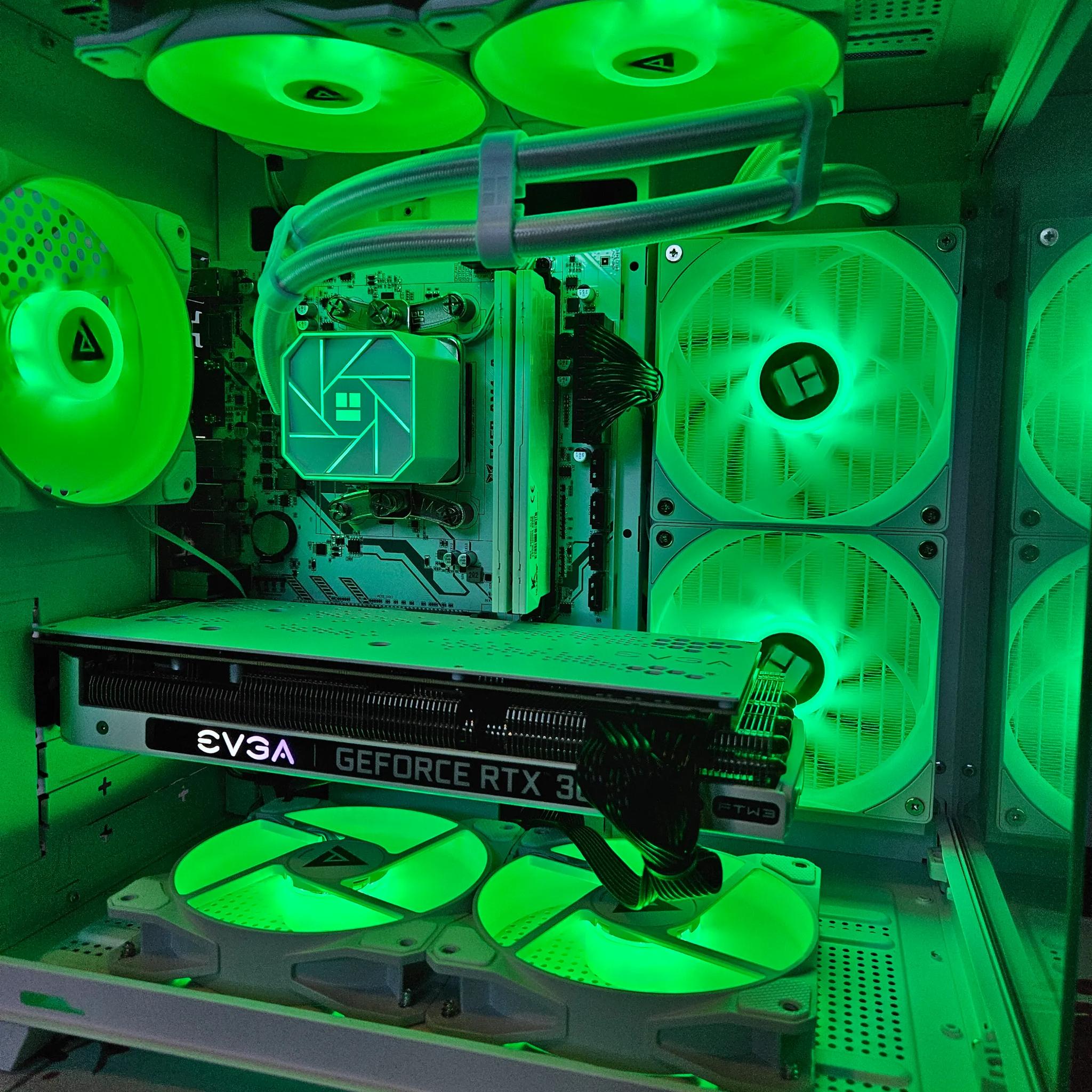 Liquid cooled Arctic Rig Ryzen 5 / 32GB DDR4 / 1TB SSD / RTX 3060 ti