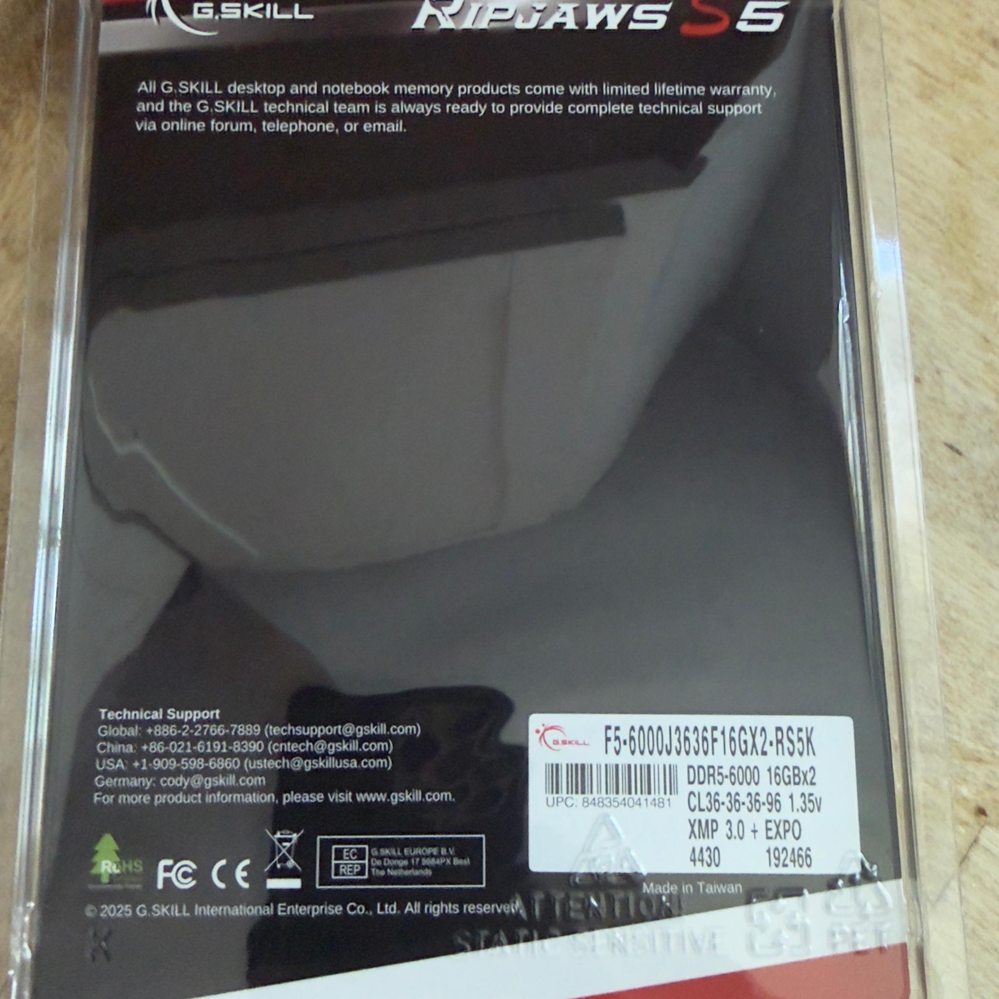 G.Skill Ripjaws S5 32GB DDR5-6000 (2x16GB)