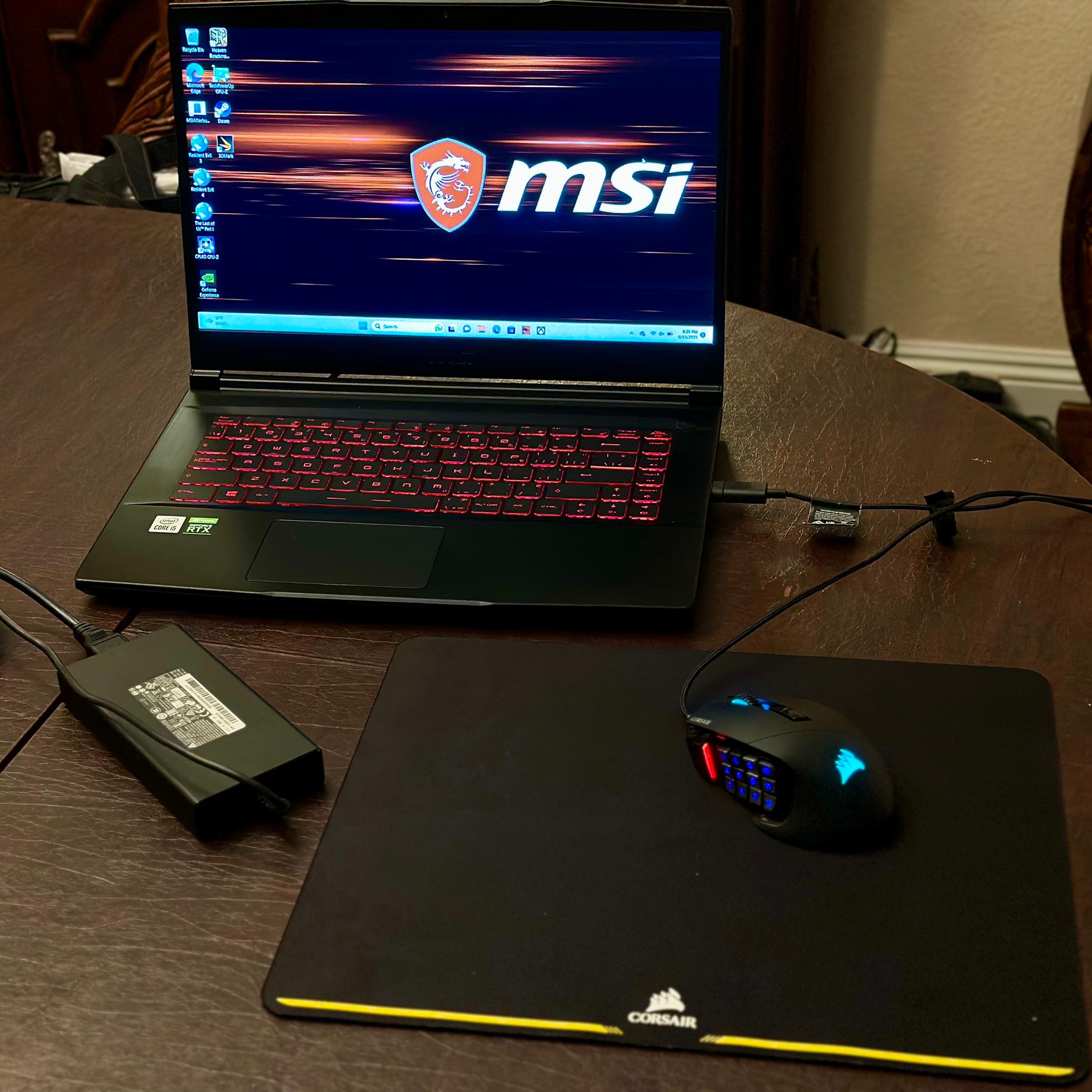 MSI GF65 Thin 10UE-283CA Gaming Laptop Core i5 RTX 3060 16GB w/ Corsair Gaming Mouse and Pad