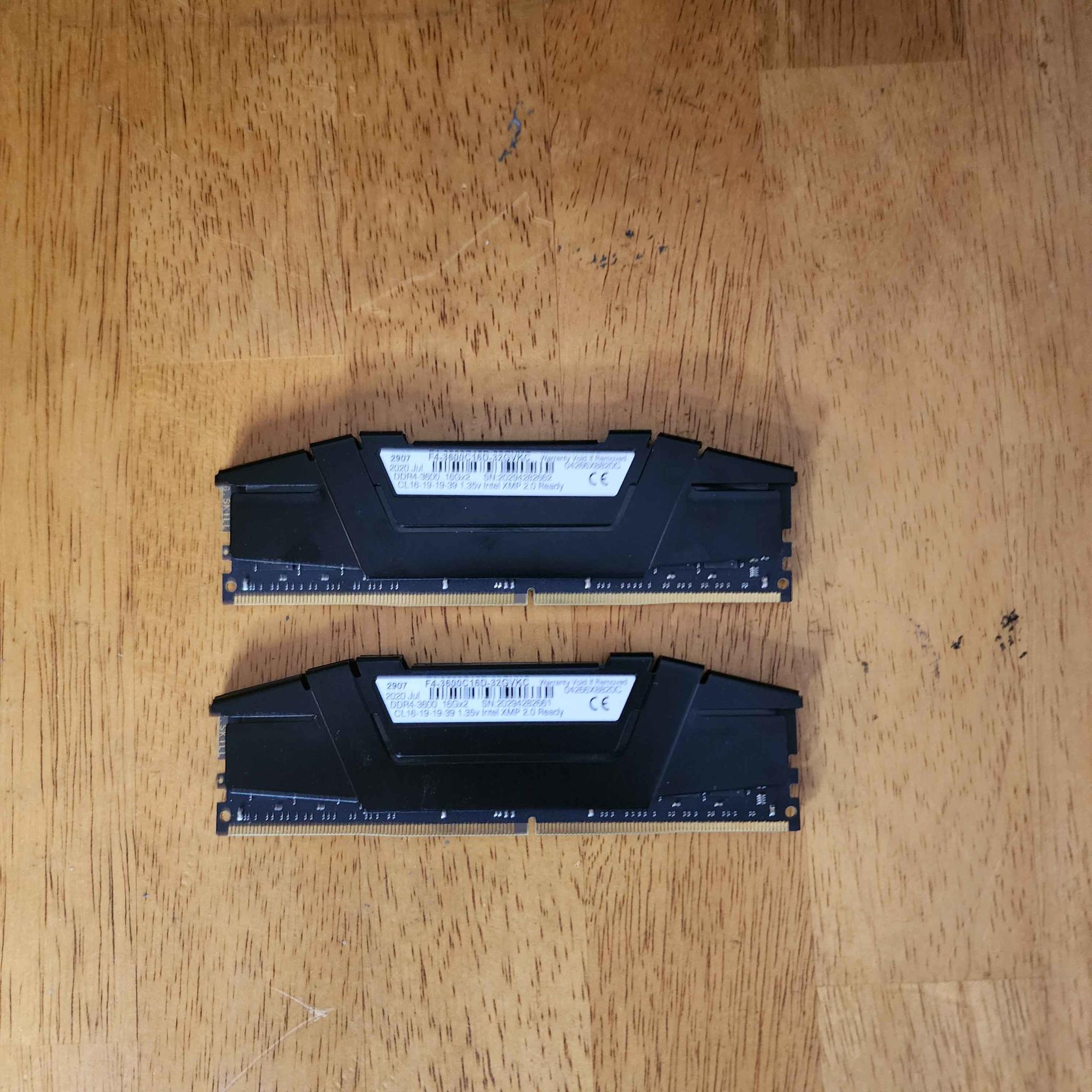 G.SKILL Ripjaws V Series (Intel XMP) DDR4 RAM 16GB (2x8GB) 3600MT/s CL16-19-19-39 1.35V